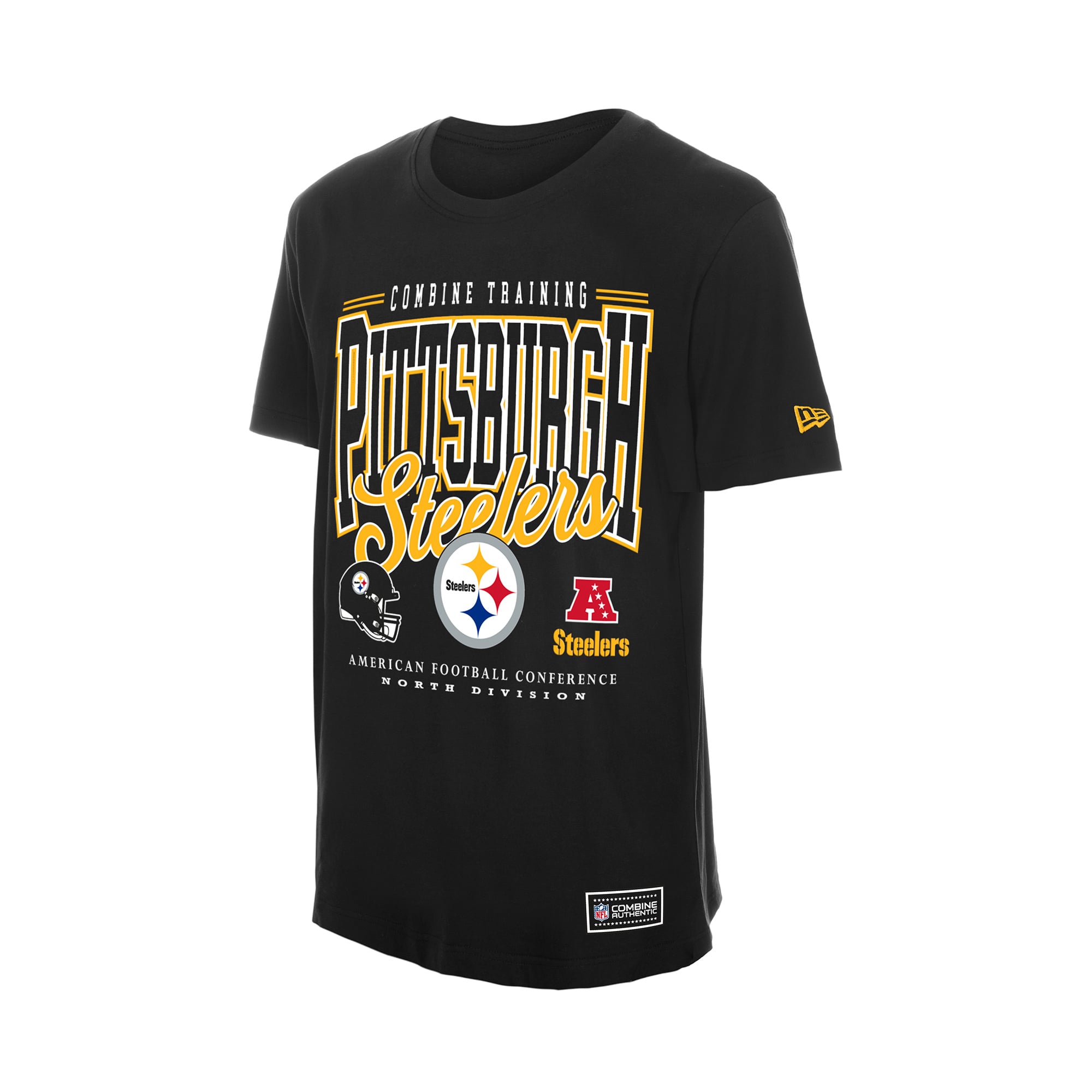 T-shirt authentique New Era noir Pittsburgh Steelers Combine pour homme