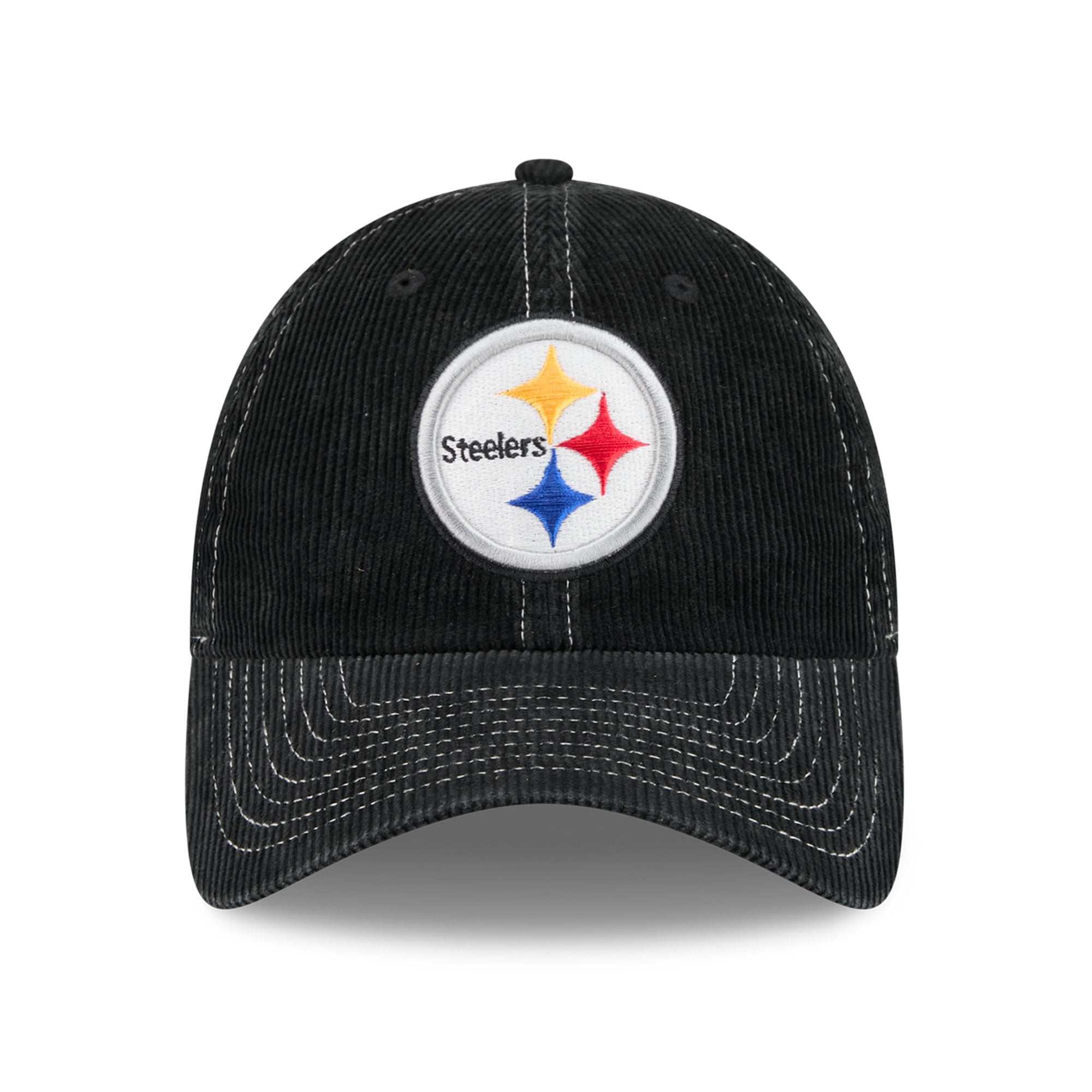 Casquette New Era noire Pittsburgh Steelers en velours côtelé pour homme, style classique décontracté et ajustable