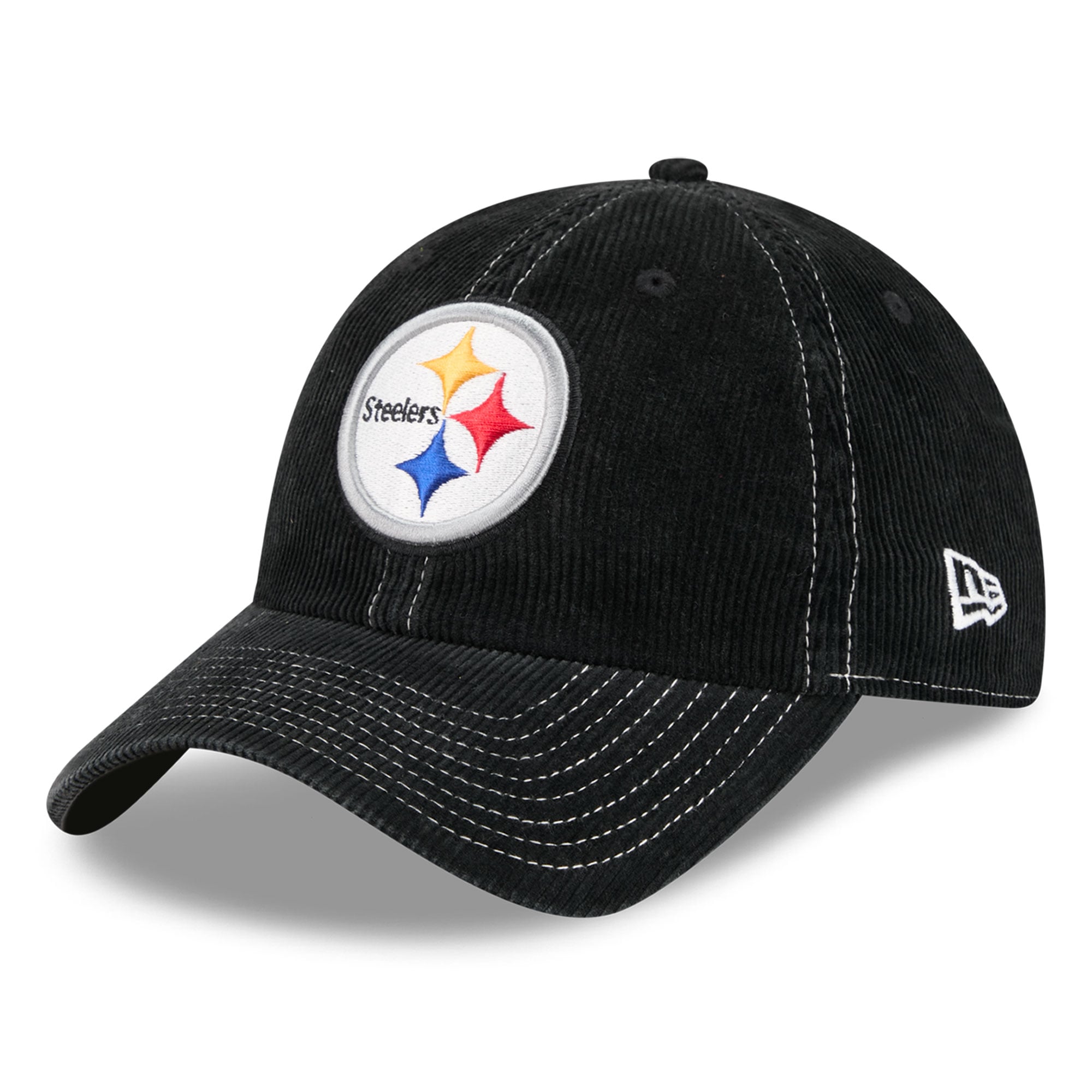 Casquette New Era noire Pittsburgh Steelers en velours côtelé pour homme, style classique décontracté et ajustable
