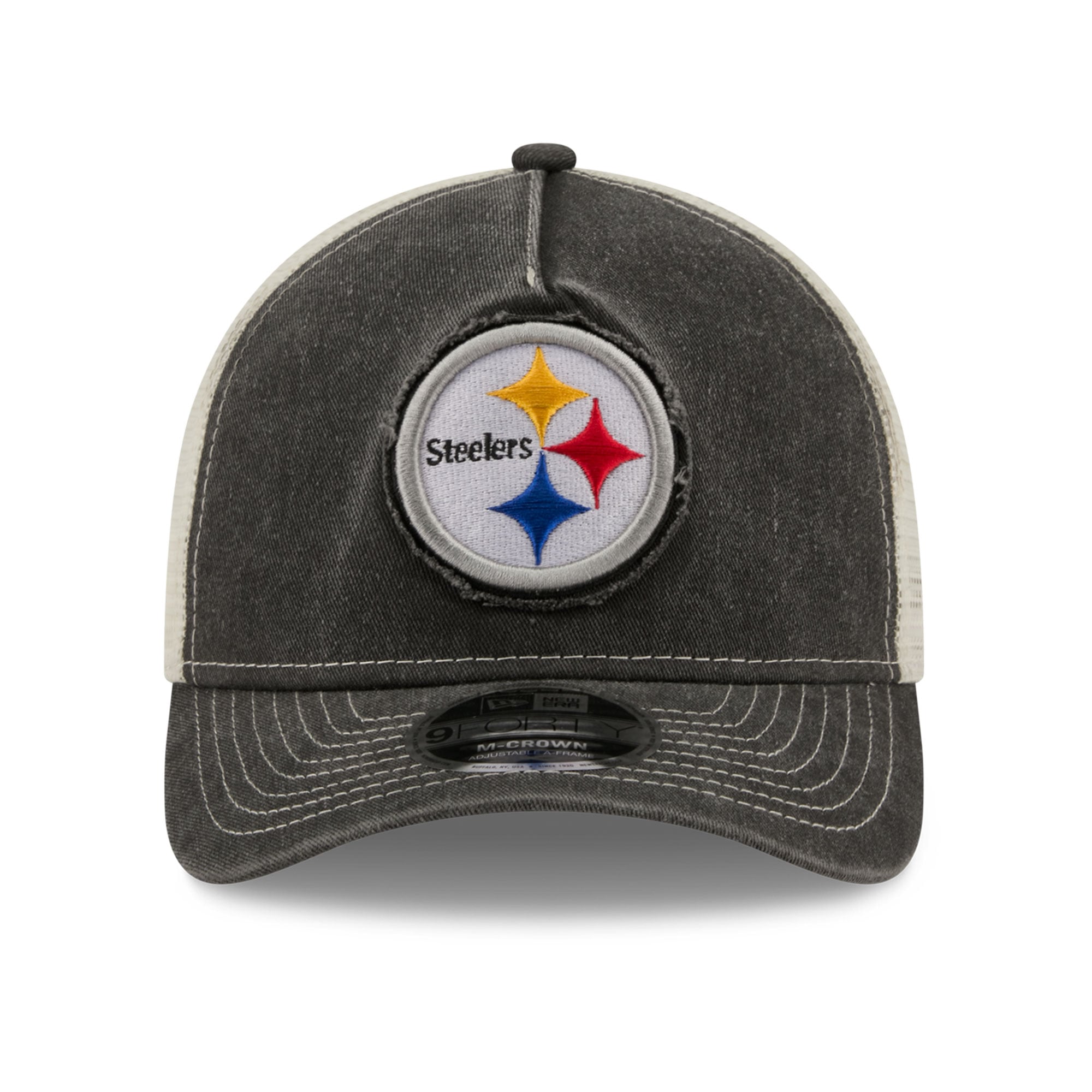 Casquette trucker ajustable New Era noire Pittsburgh Steelers 9FORTY pour homme