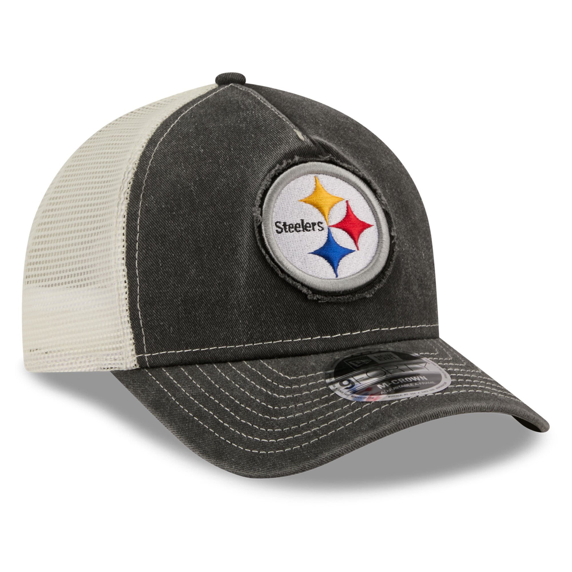 Casquette trucker ajustable New Era noire Pittsburgh Steelers 9FORTY pour homme