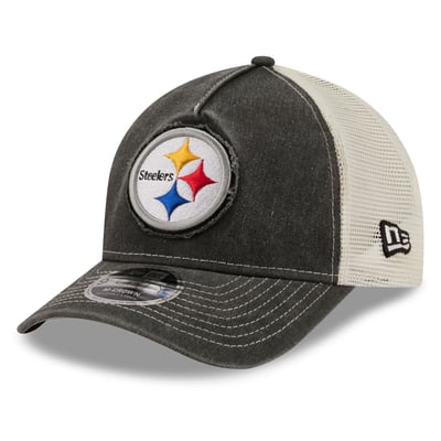  Pittsburgh Steelers New Era Fan 9FORTY A-Frame Trucker Adjustable Hat - Black
