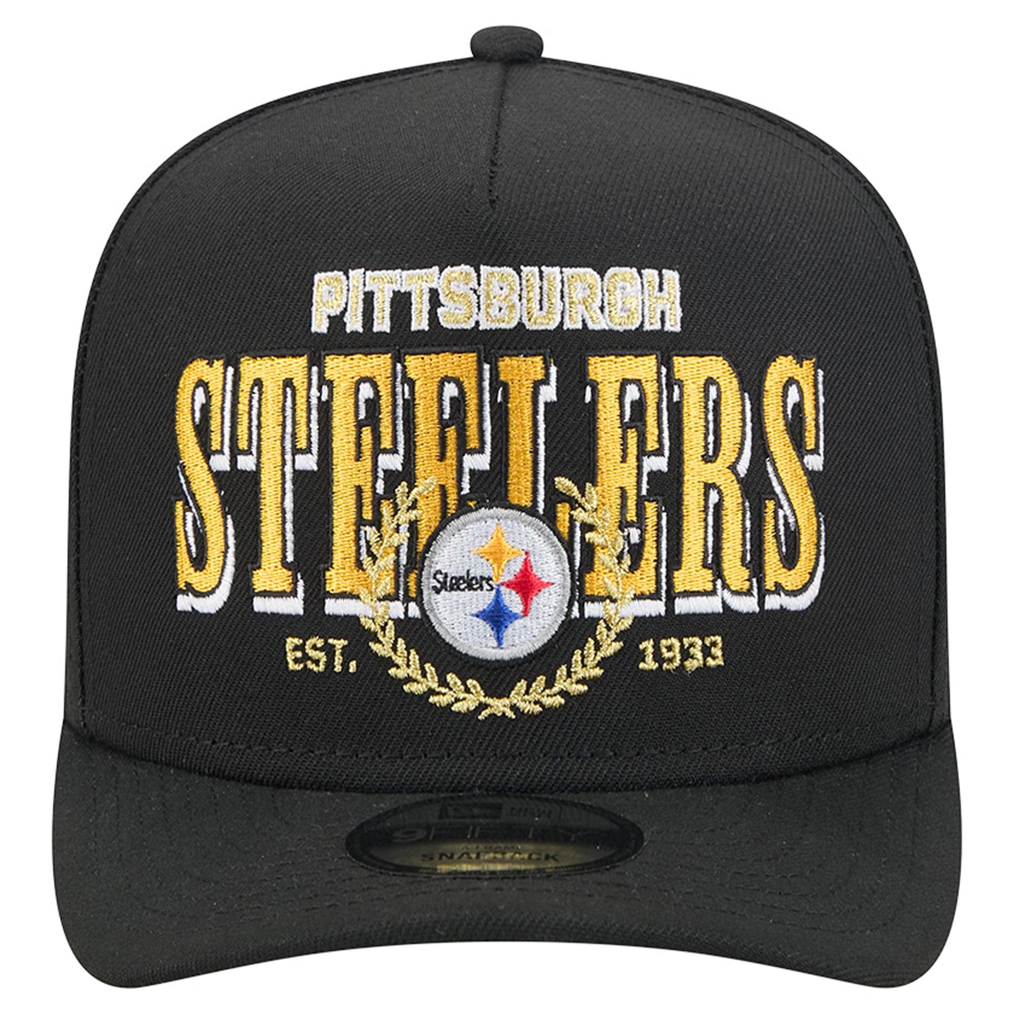 Casquette snapback New Era 9FIFTY Laurel A-Frame noire Pittsburgh Steelers pour homme