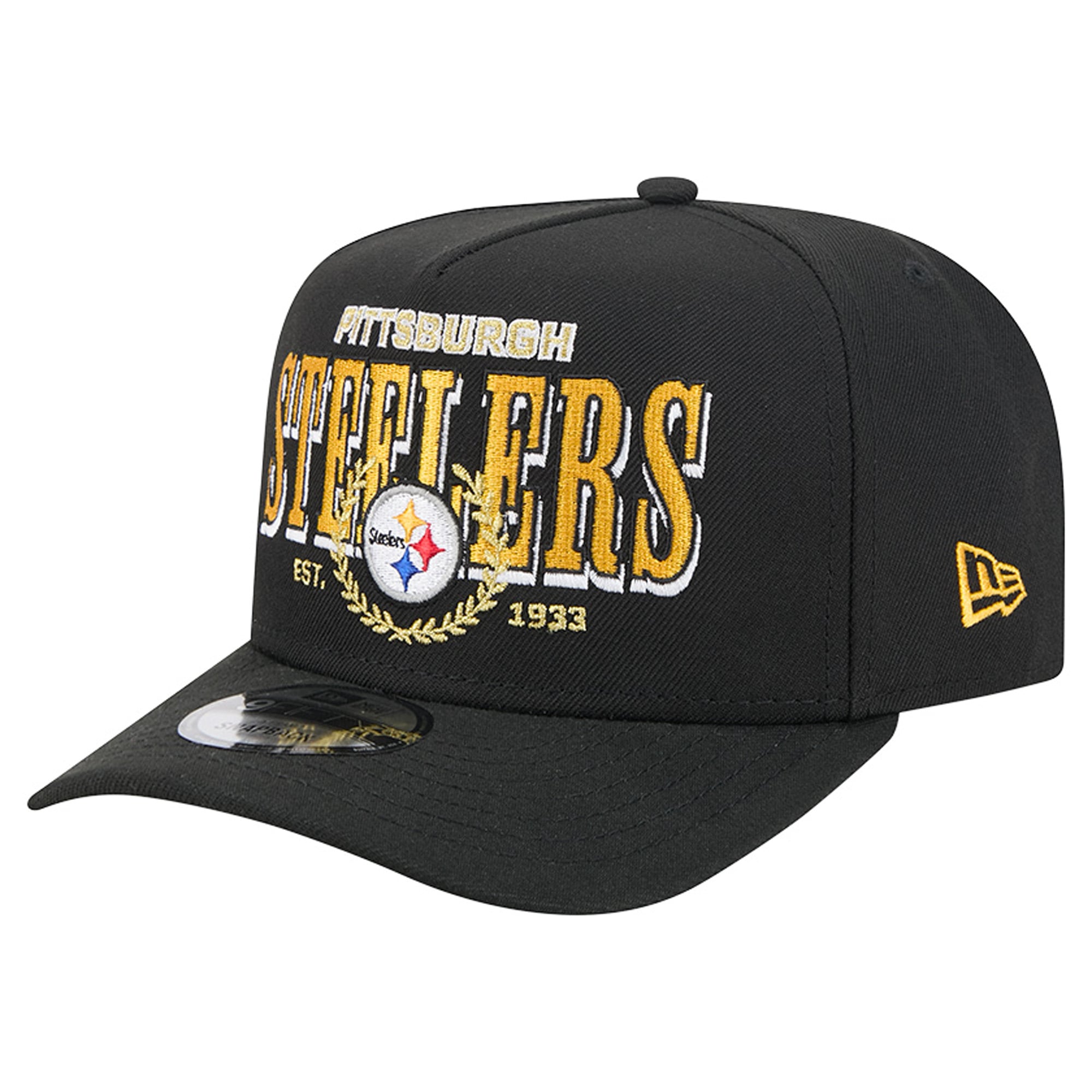 Casquette snapback New Era 9FIFTY Laurel A-Frame noire Pittsburgh Steelers pour homme