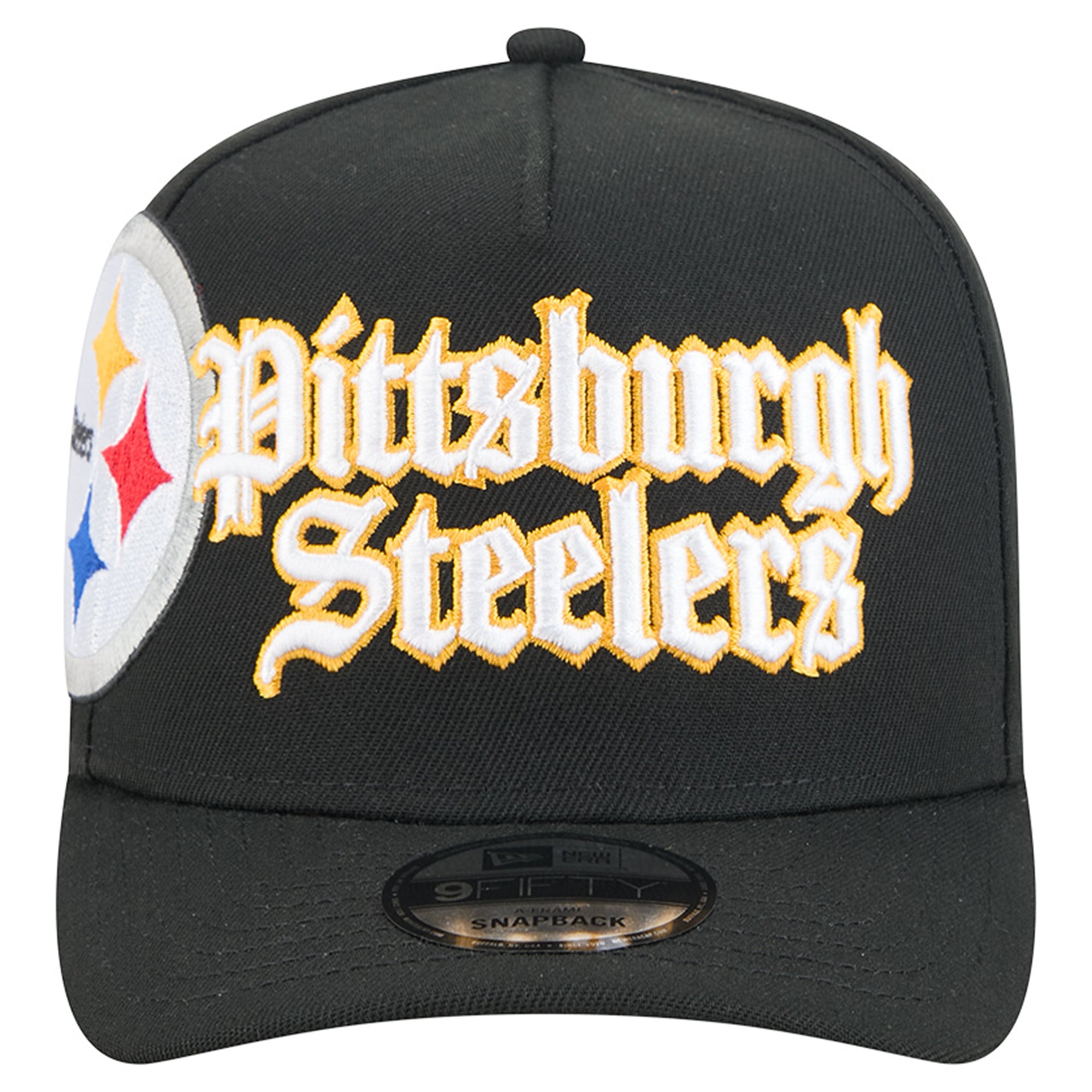 Men's New Era Black Pittsburgh Steelers Proud A-Frame 9FIFTY Snapback Hat