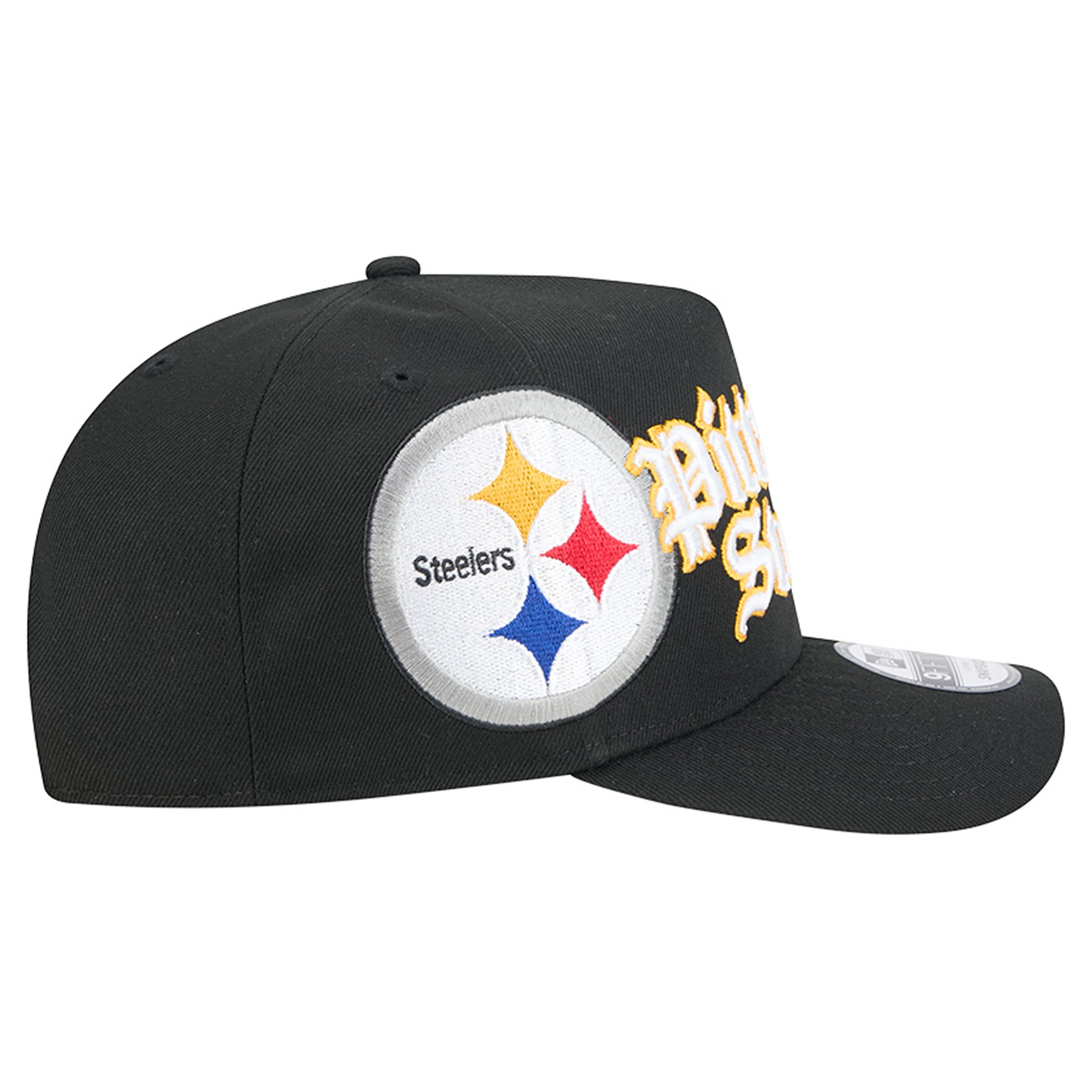 Men's New Era Black Pittsburgh Steelers Proud A-Frame 9FIFTY Snapback Hat