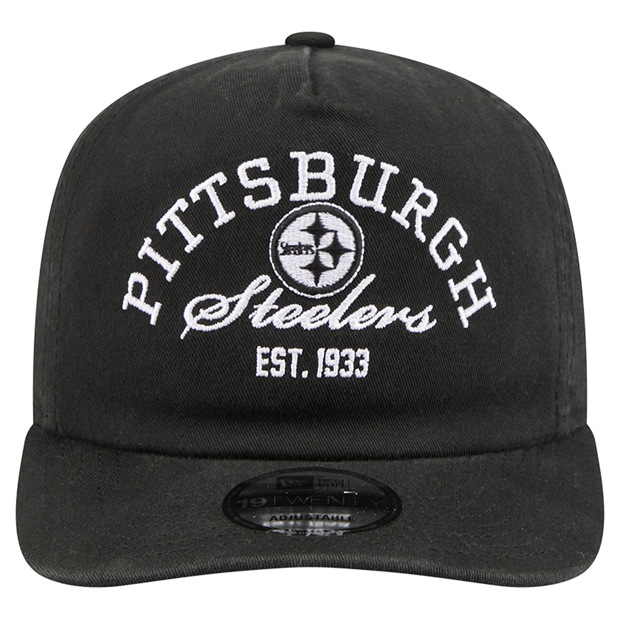 Men's New Era Black Pittsburgh Steelers Stacked 19TWENTY Adjustable Hat