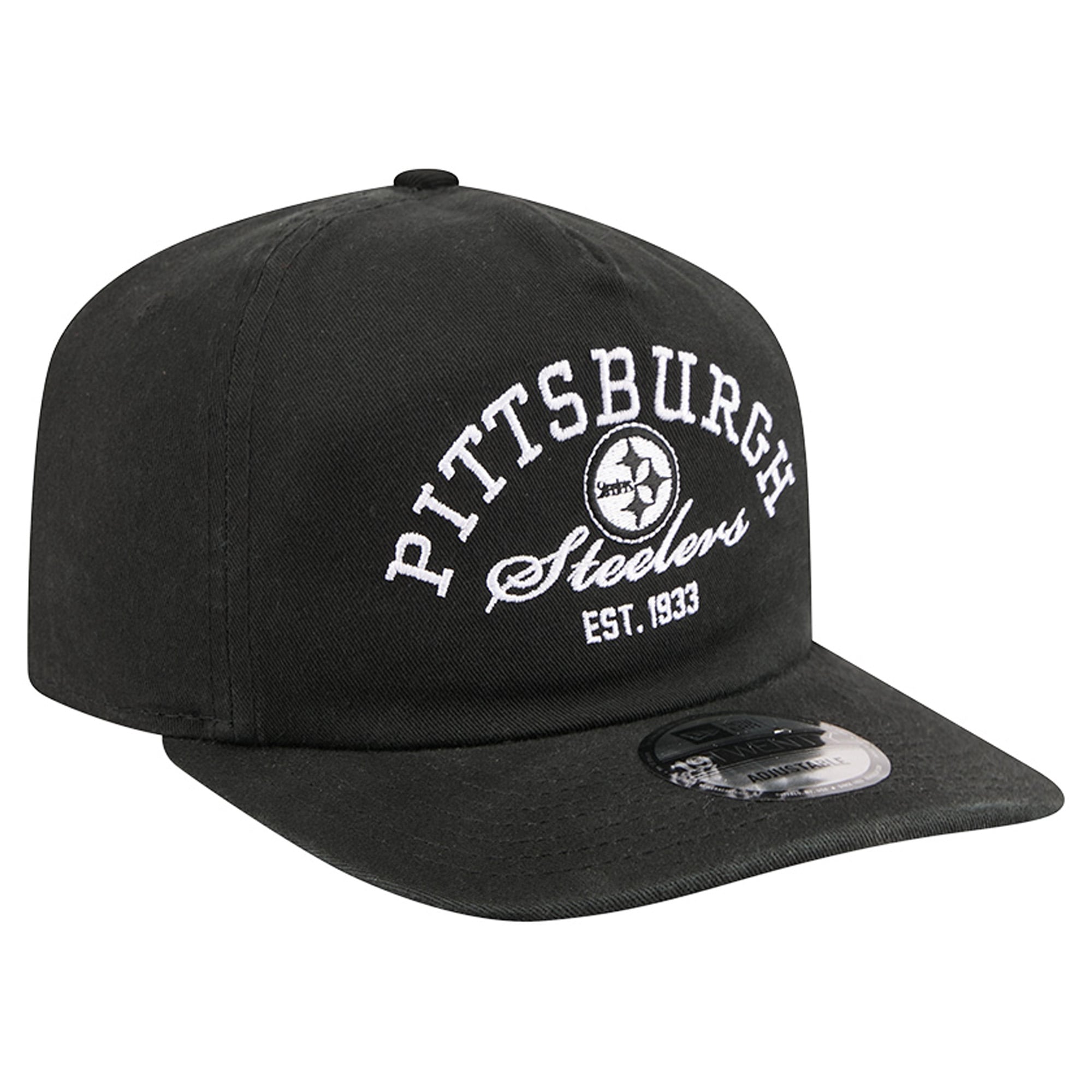 Men's New Era Black Pittsburgh Steelers Stacked 19TWENTY Adjustable Hat