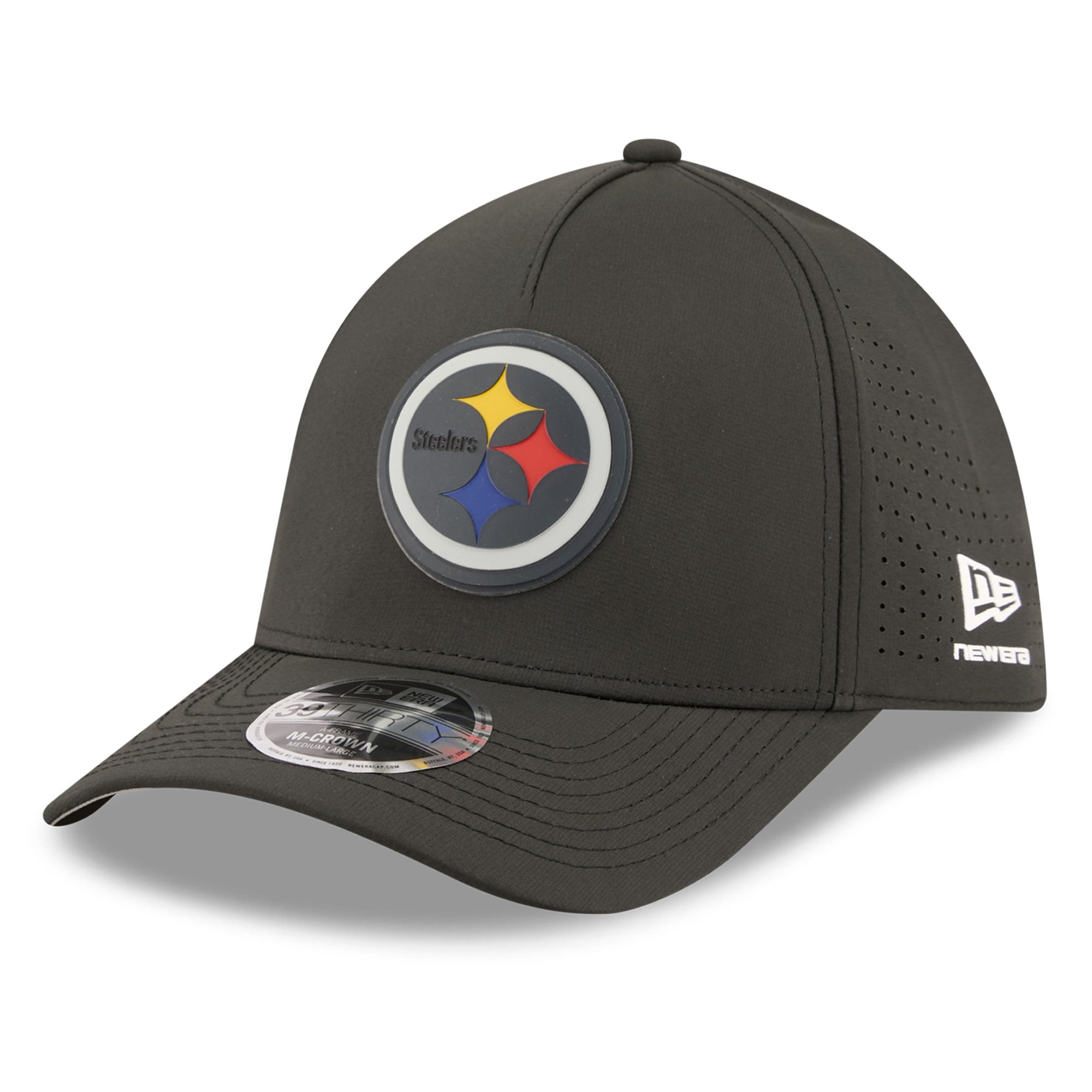 Casquette New Era noire Pittsburgh Steelers Tonal 39THIRTY A-Frame Flex pour homme