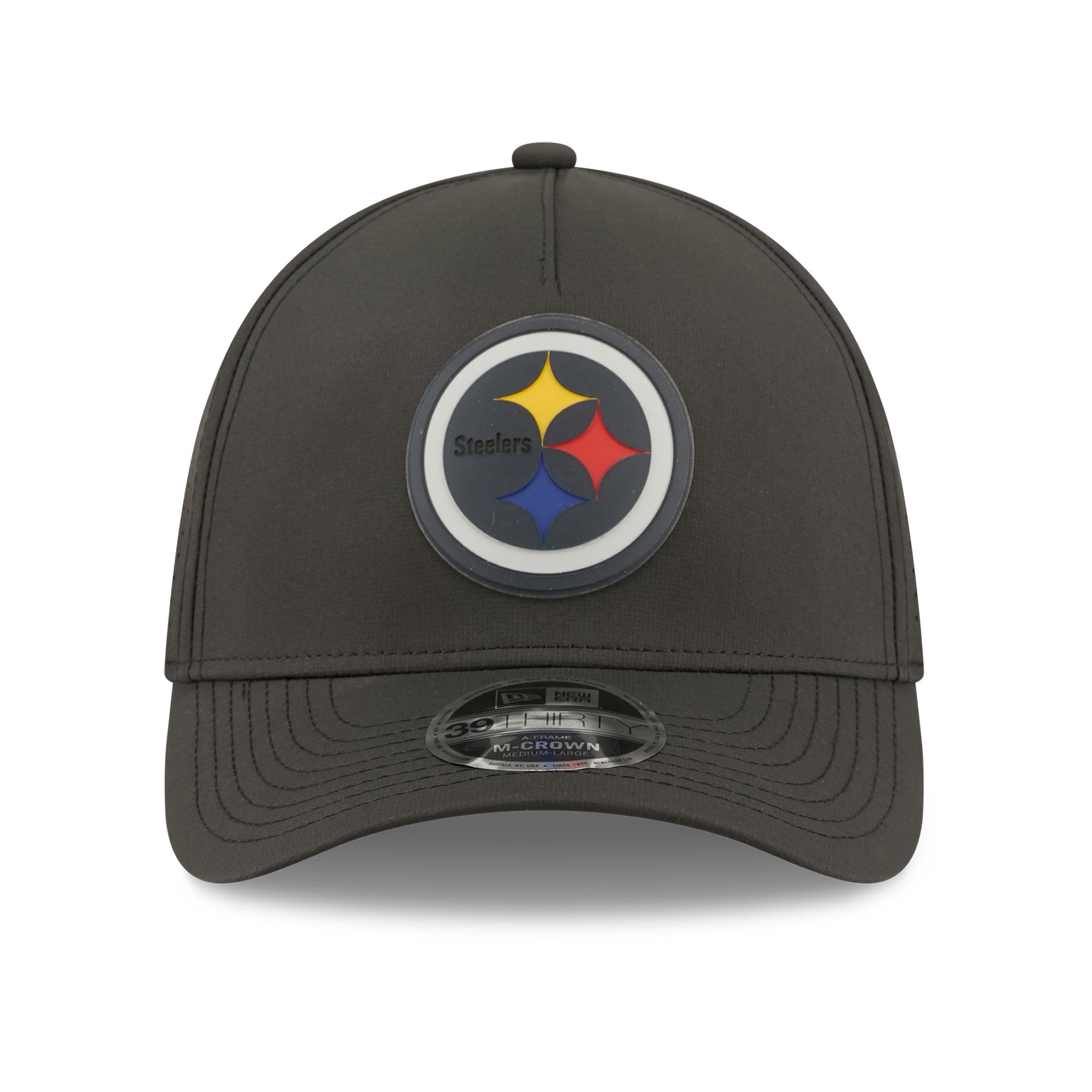 Casquette New Era noire Pittsburgh Steelers Tonal 39THIRTY A-Frame Flex pour homme