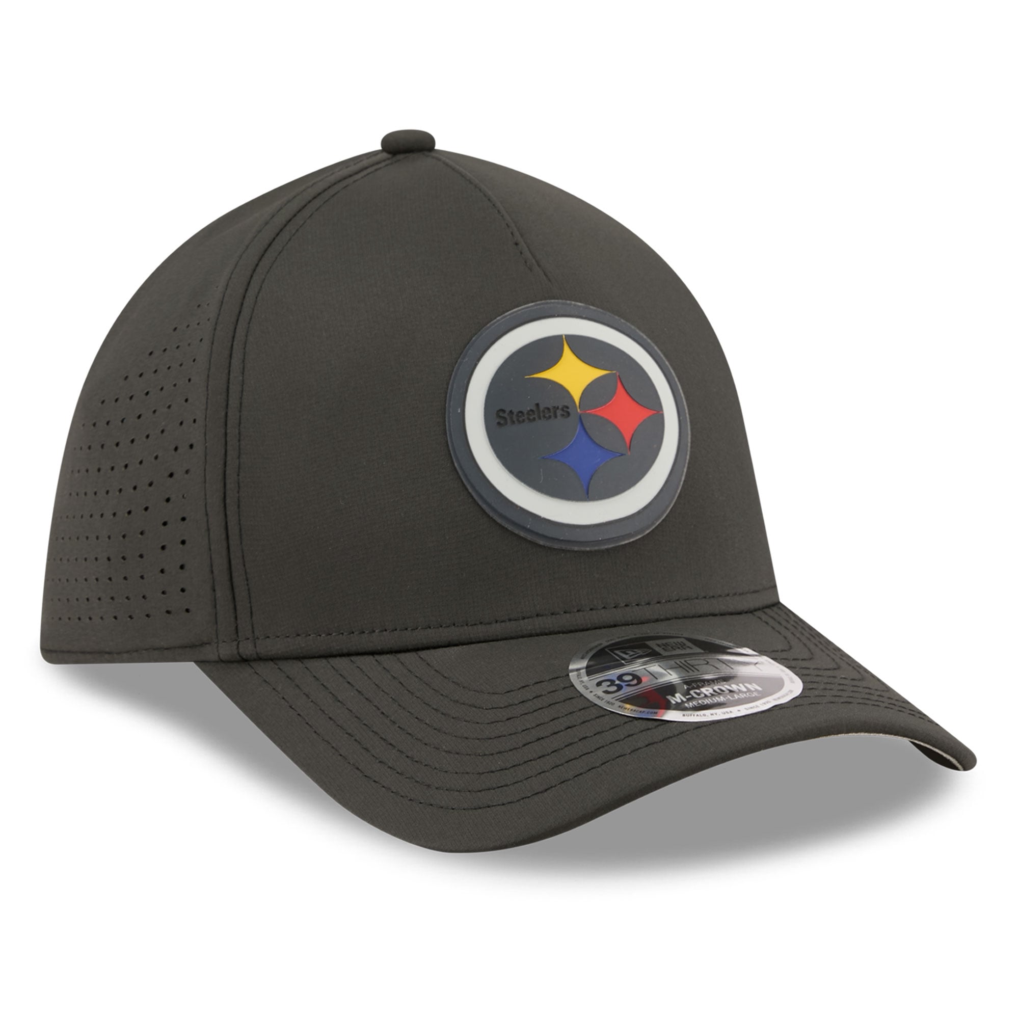 Casquette New Era noire Pittsburgh Steelers Tonal 39THIRTY A-Frame Flex pour homme