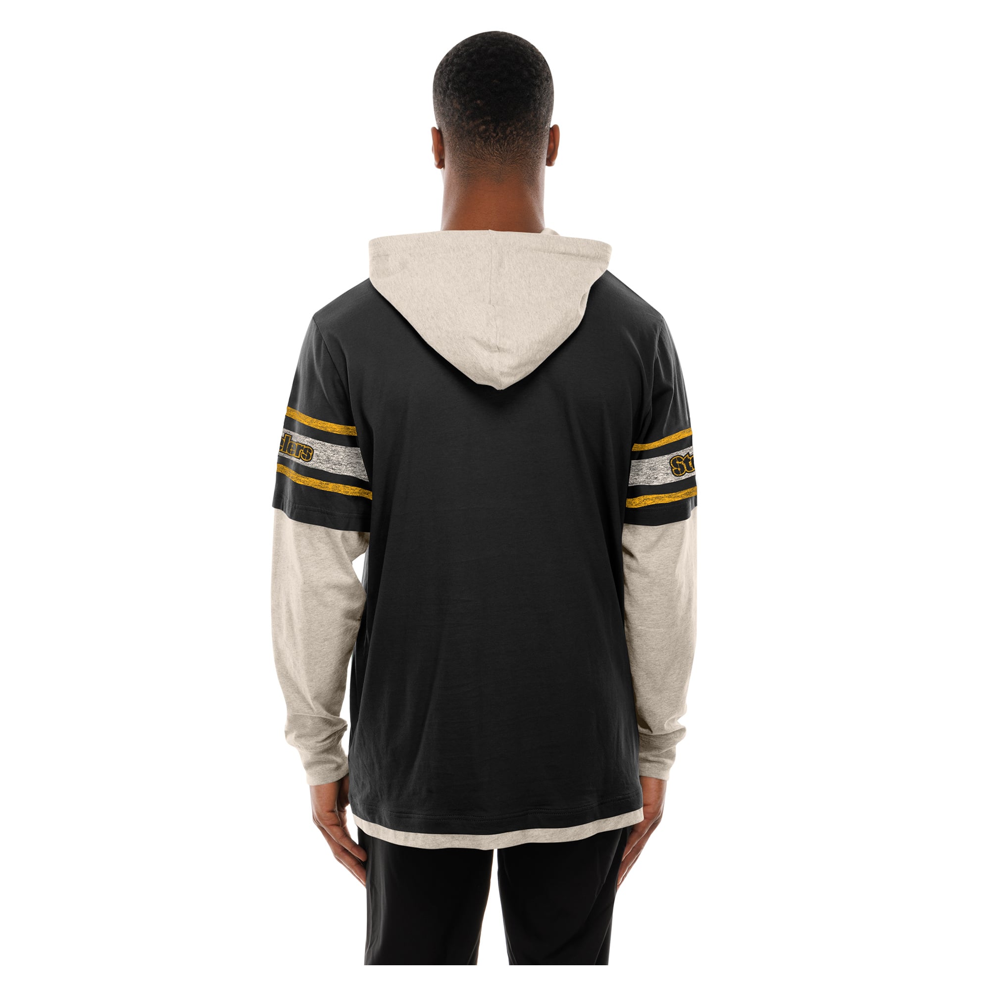 T-shirt à capuche manches longues New Era noir Pittsburgh Steelers pour homme