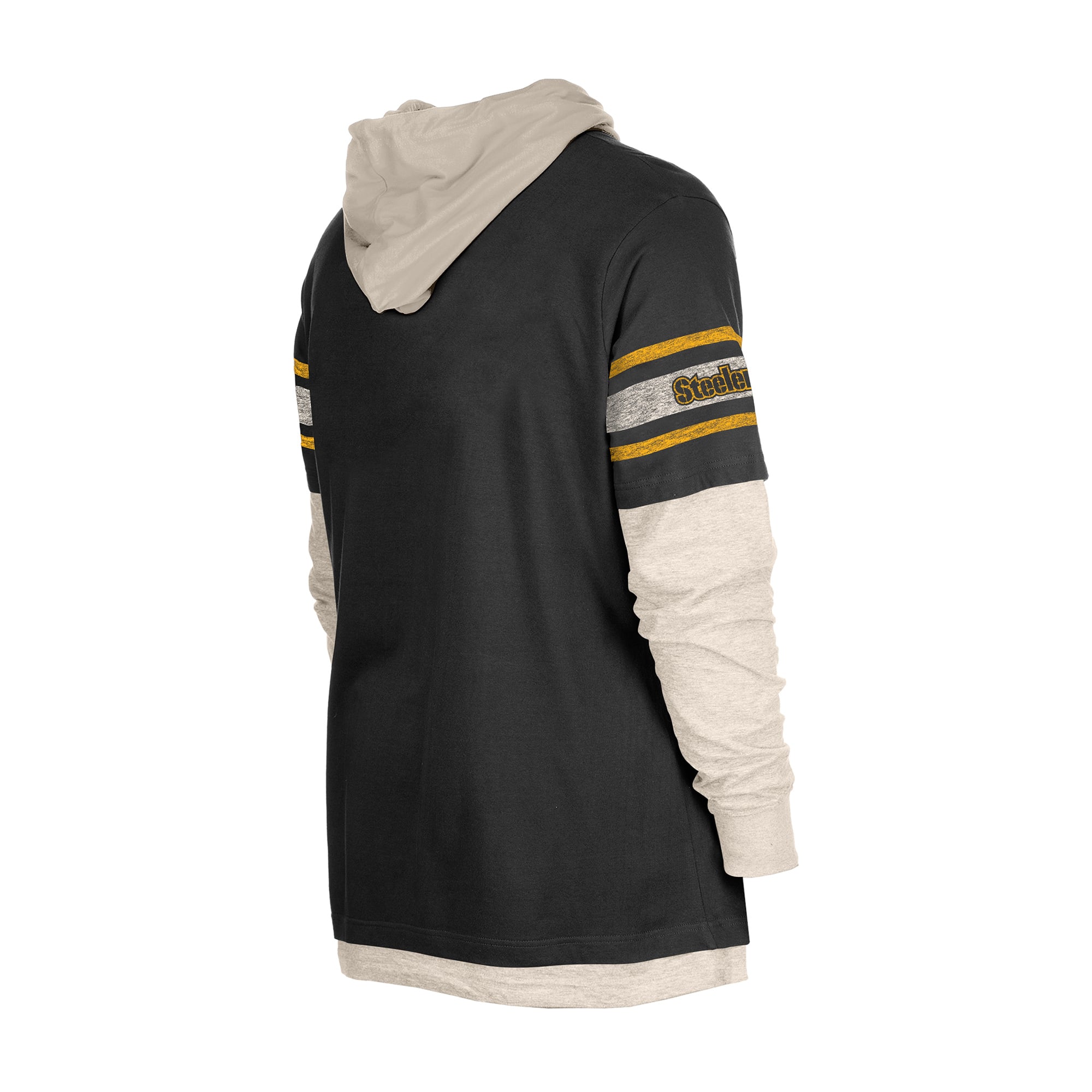 T-shirt à capuche manches longues New Era noir Pittsburgh Steelers pour homme
