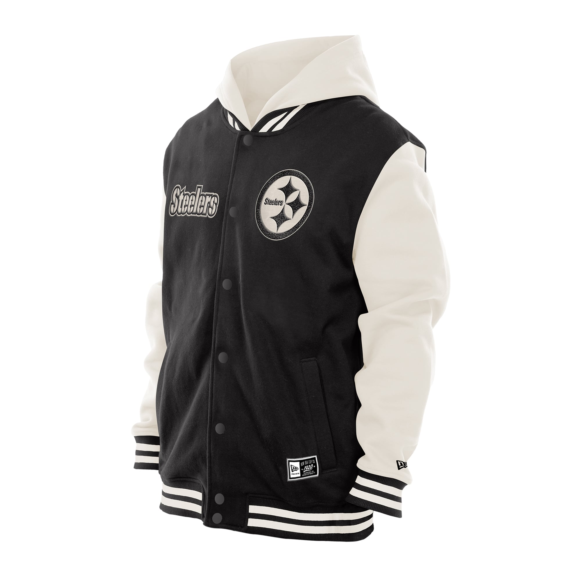 Veste polaire à capuche New Era noire et crème Pittsburgh Steelers pour homme