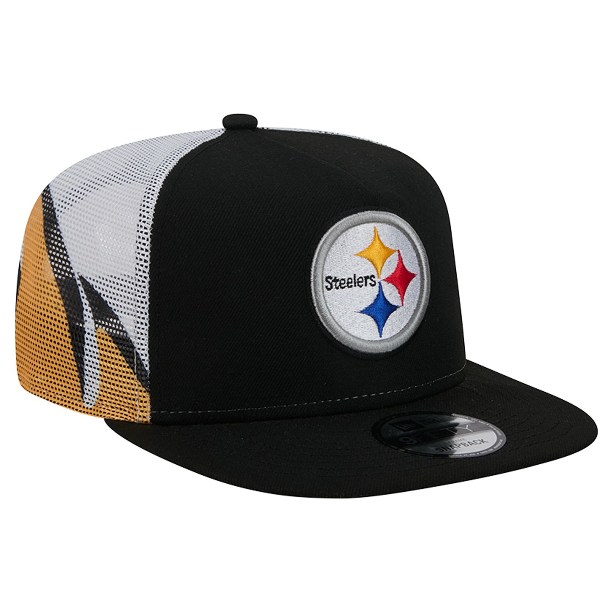 Casquette trucker New Era 9FIFTY Snapback noire et dorée Pittsburgh Steelers pour homme