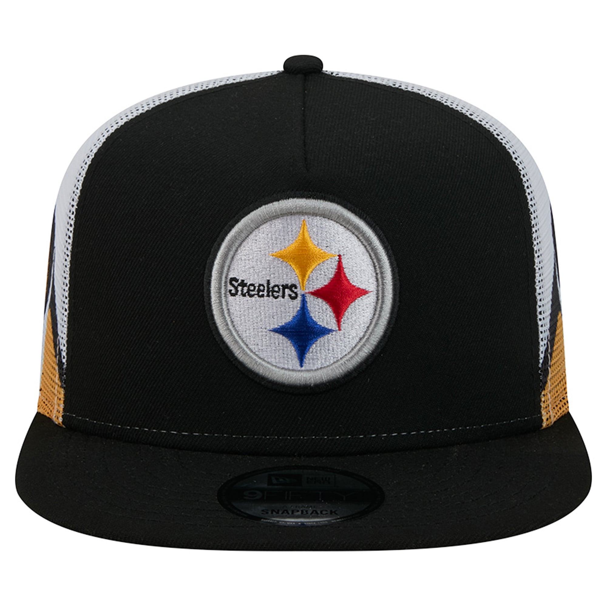 Casquette trucker New Era 9FIFTY Snapback noire et dorée Pittsburgh Steelers pour homme