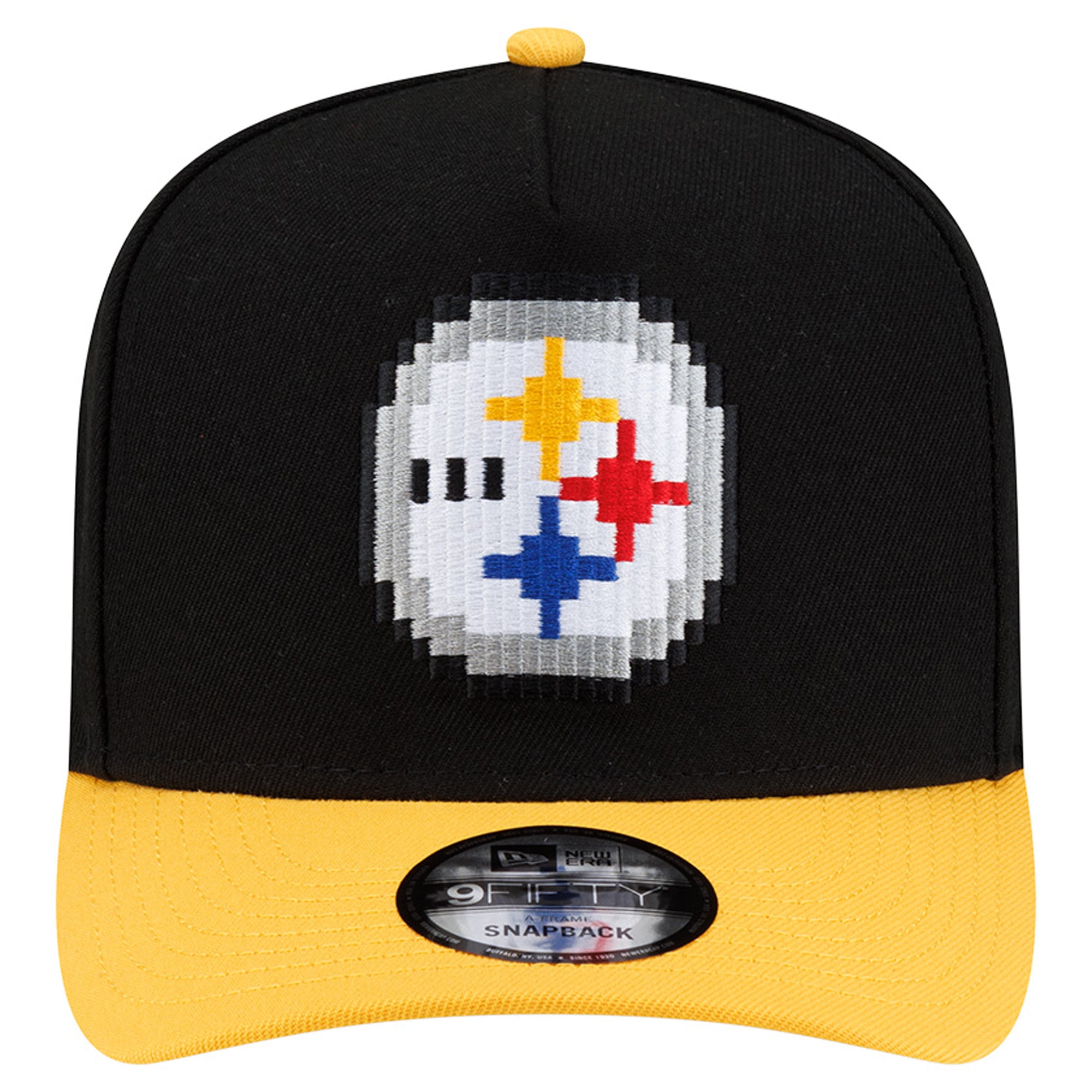 Casquette snapback New Era 9FIFTY Pixel A-Frame pour homme, noire et or, Pittsburgh Steelers