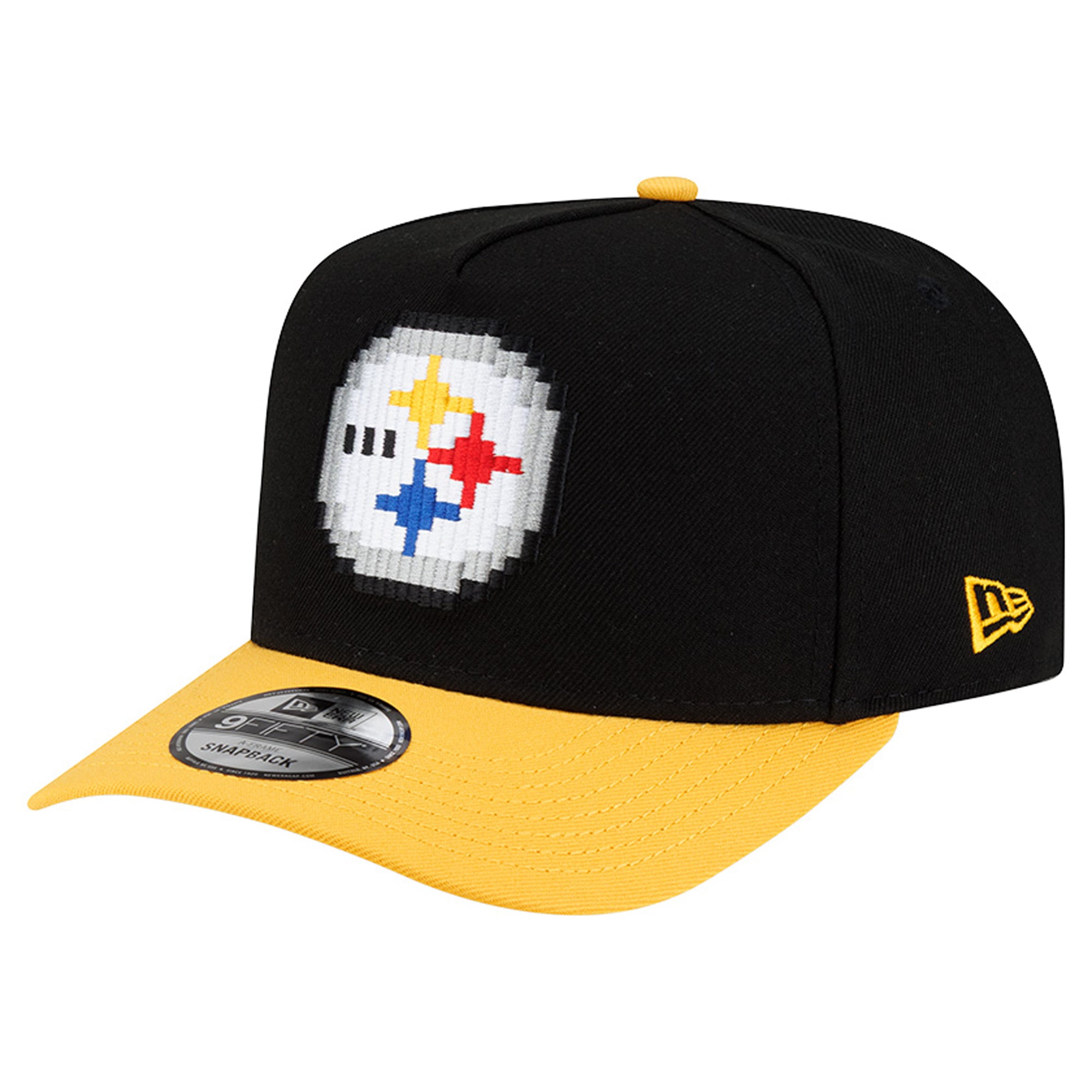 Casquette snapback New Era 9FIFTY Pixel A-Frame pour homme, noire et or, Pittsburgh Steelers