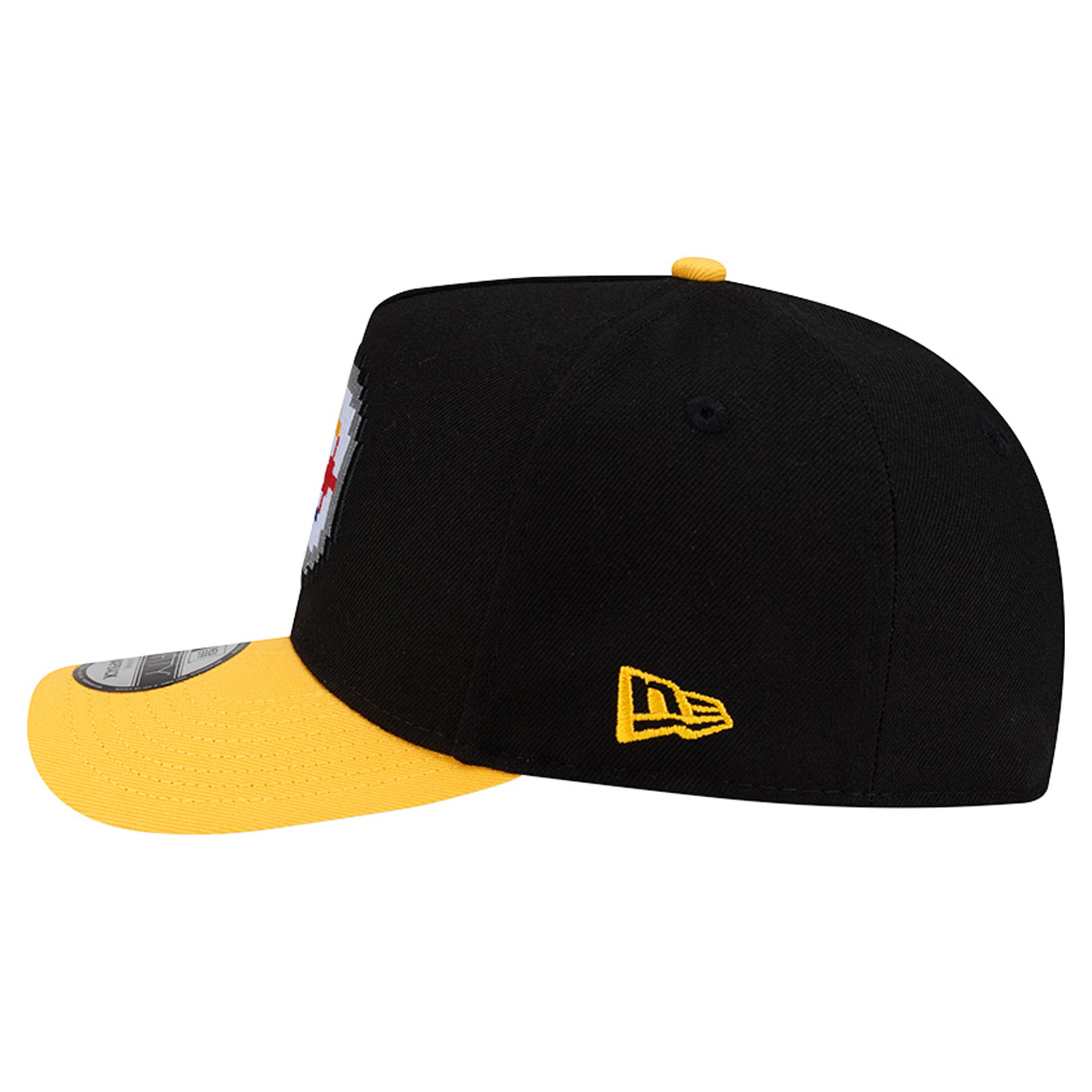 Casquette snapback New Era 9FIFTY Pixel A-Frame pour homme, noire et or, Pittsburgh Steelers