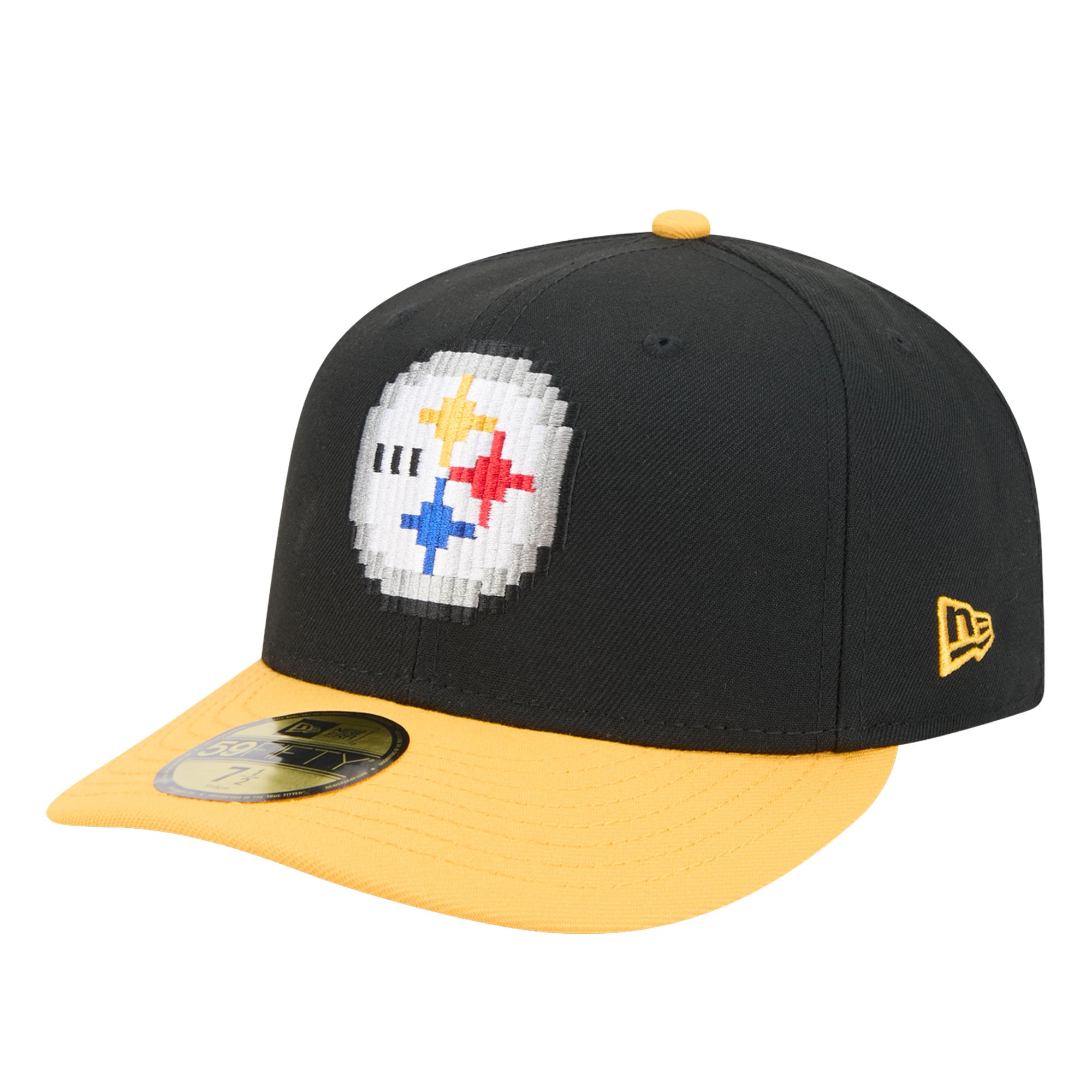 Men's New Era Black/Gold Pittsburgh Steelers Pixel Curved 59FIFTY Fitted Hat