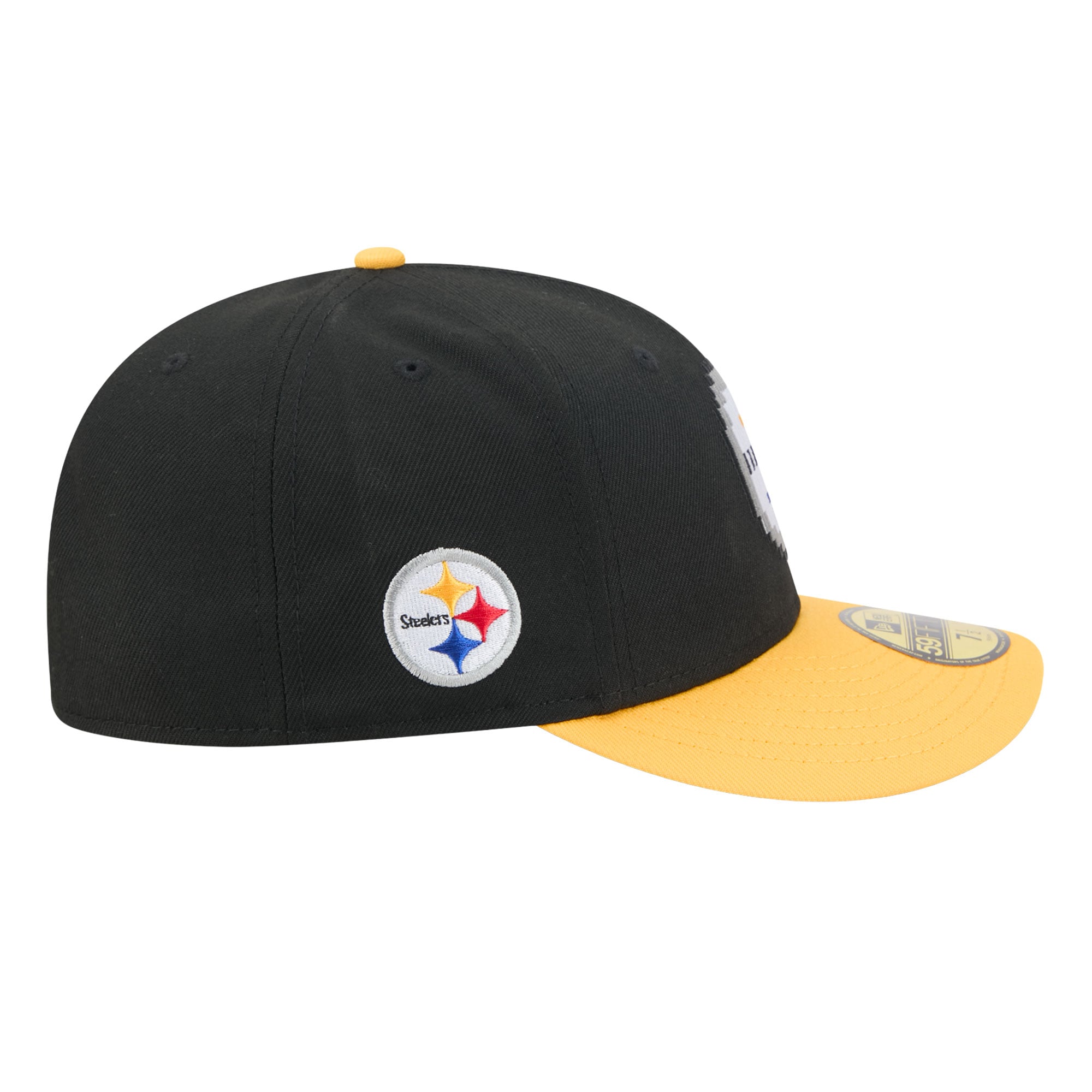 Men's New Era Black/Gold Pittsburgh Steelers Pixel Curved 59FIFTY Fitted Hat