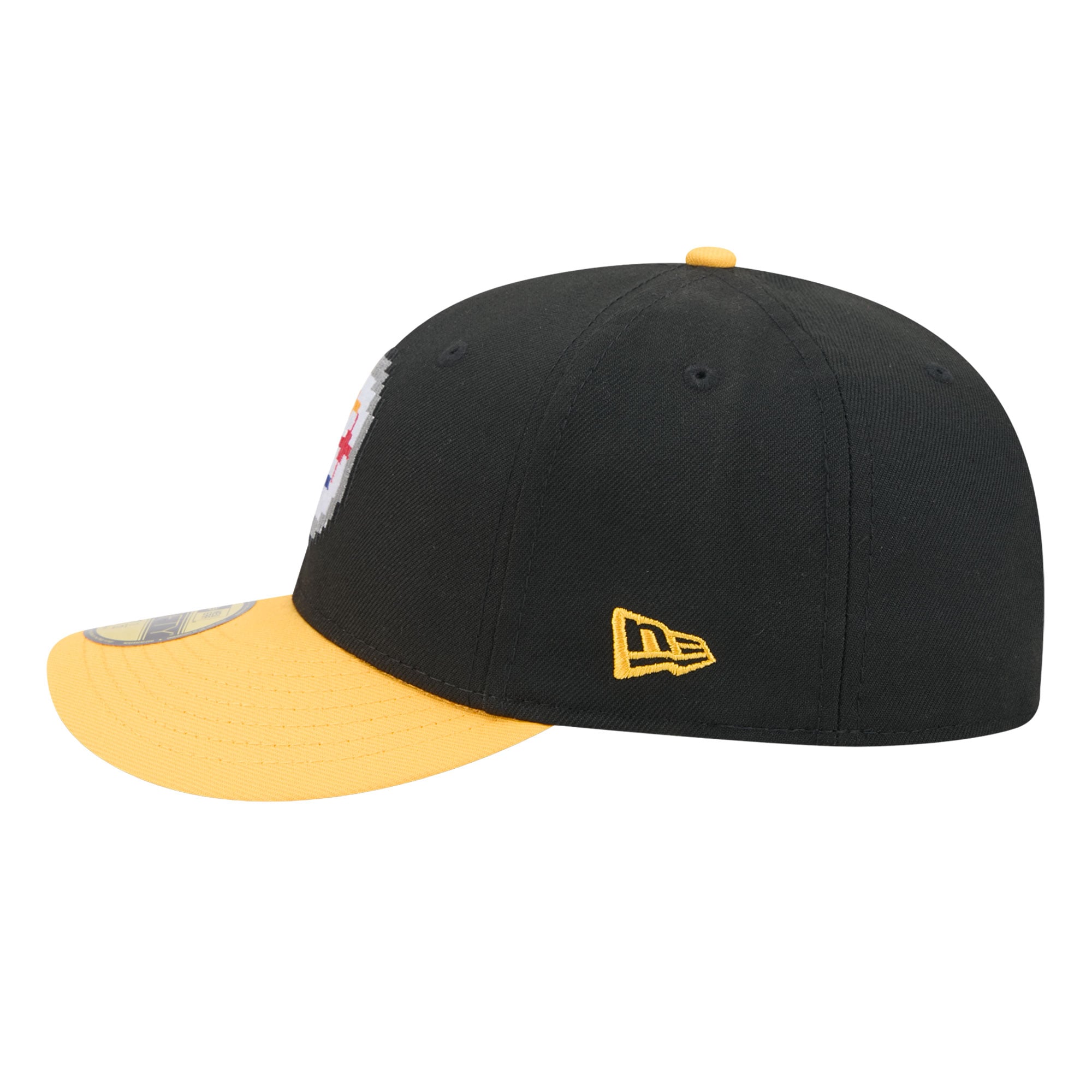 Men's New Era Black/Gold Pittsburgh Steelers Pixel Curved 59FIFTY Fitted Hat