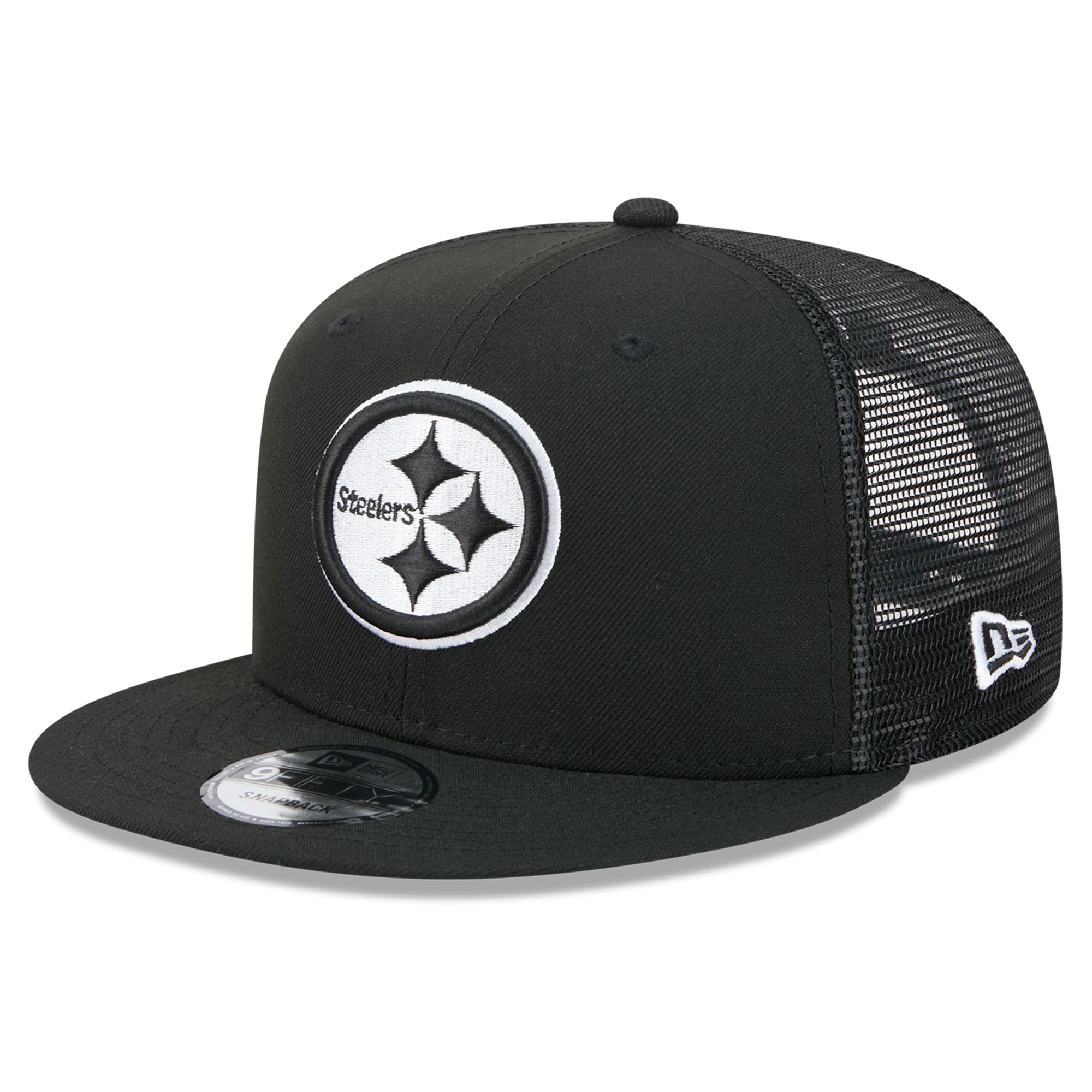 Casquette trucker New Era 9FIFTY noire et blanche Pittsburgh Steelers pour homme
