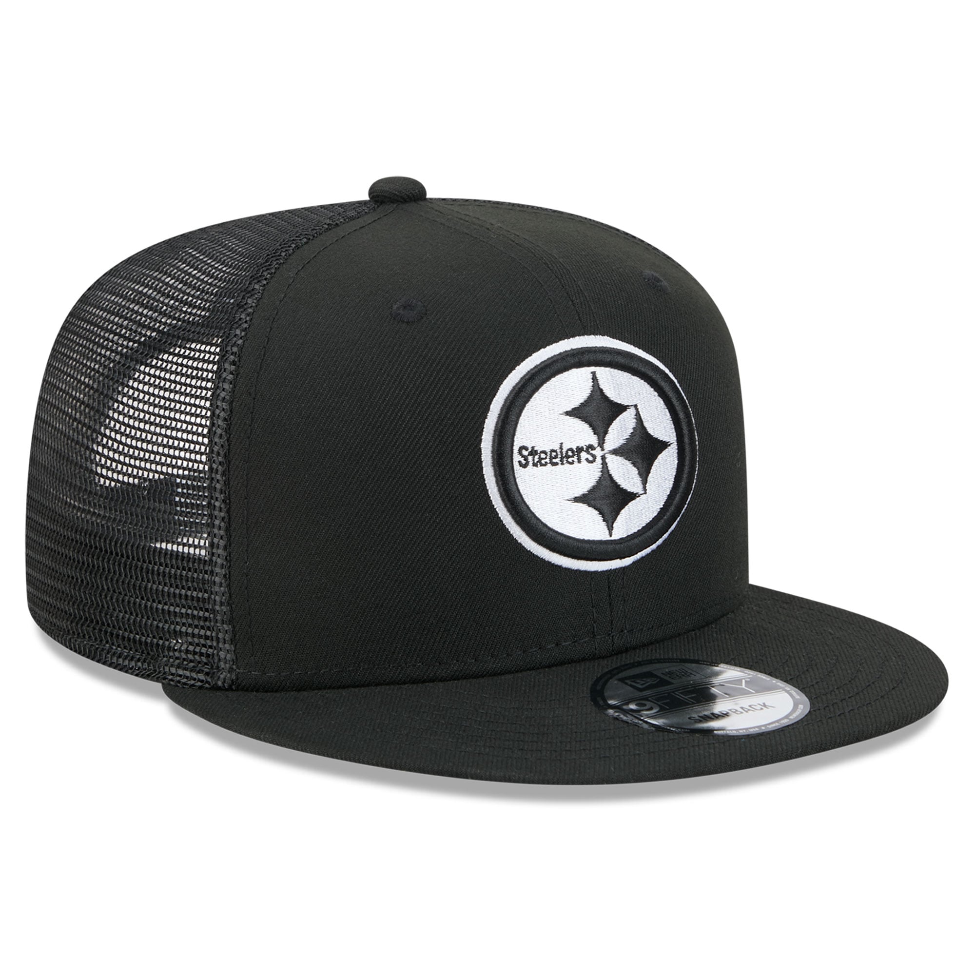 Casquette trucker New Era 9FIFTY noire et blanche Pittsburgh Steelers pour homme