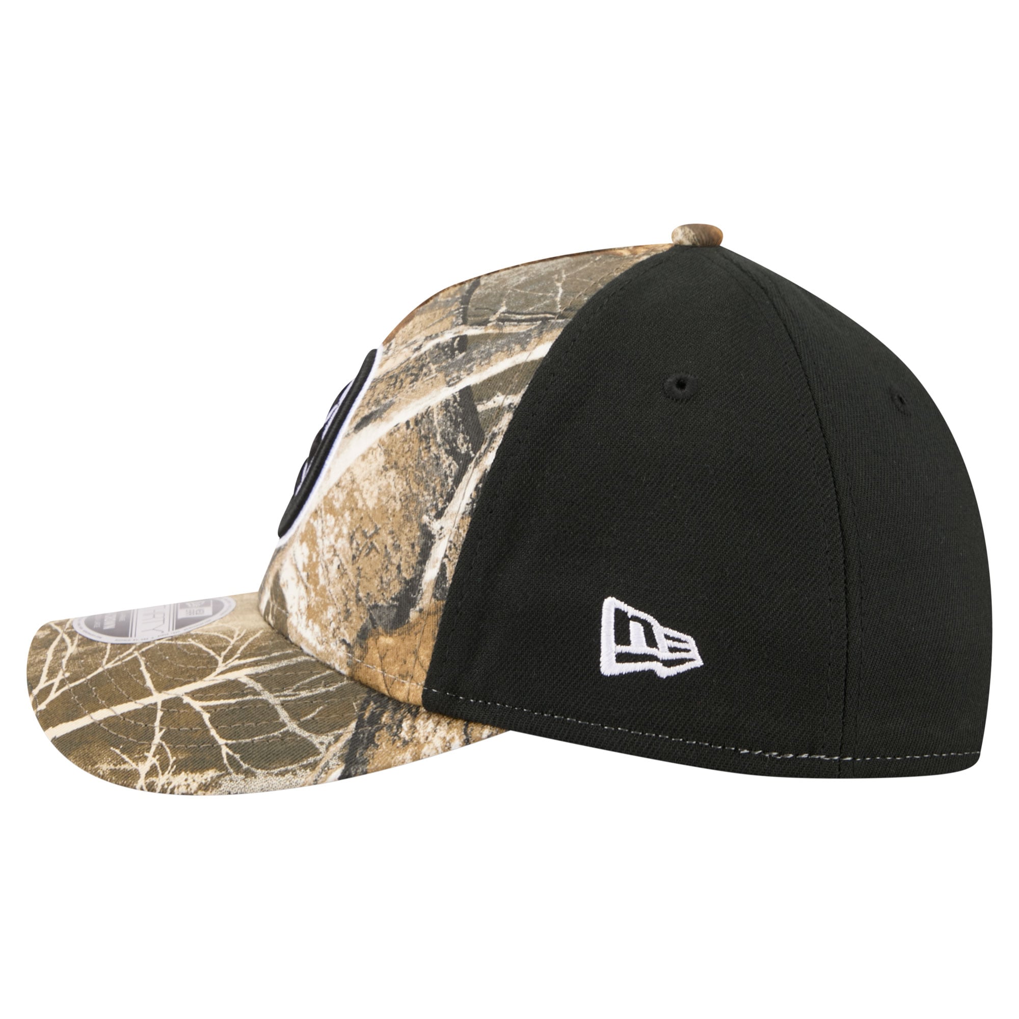 Men's New Era Camo/Black Pittsburgh Steelers Team Collection RealTree 39THIRTY M-Crown A-Frame Flex Hat