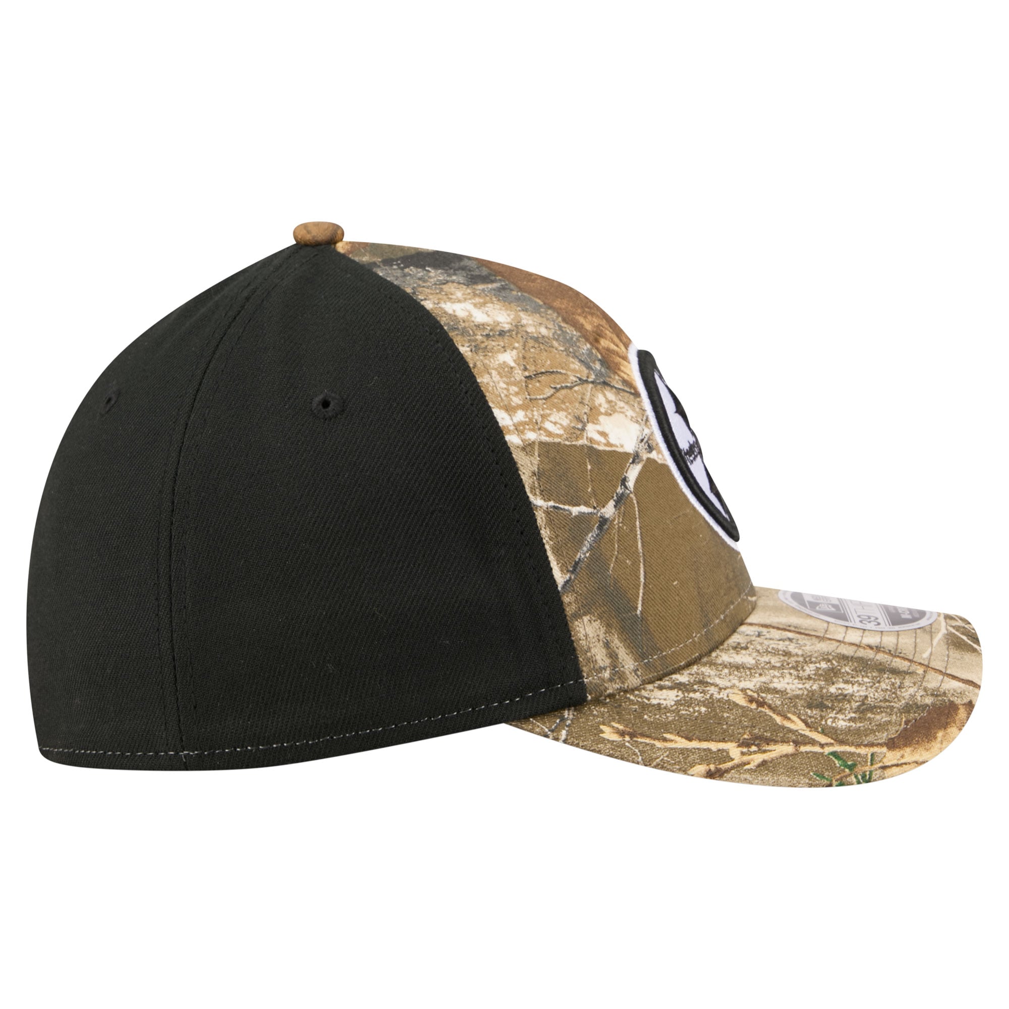 Men's New Era Camo/Black Pittsburgh Steelers Team Collection RealTree 39THIRTY M-Crown A-Frame Flex Hat
