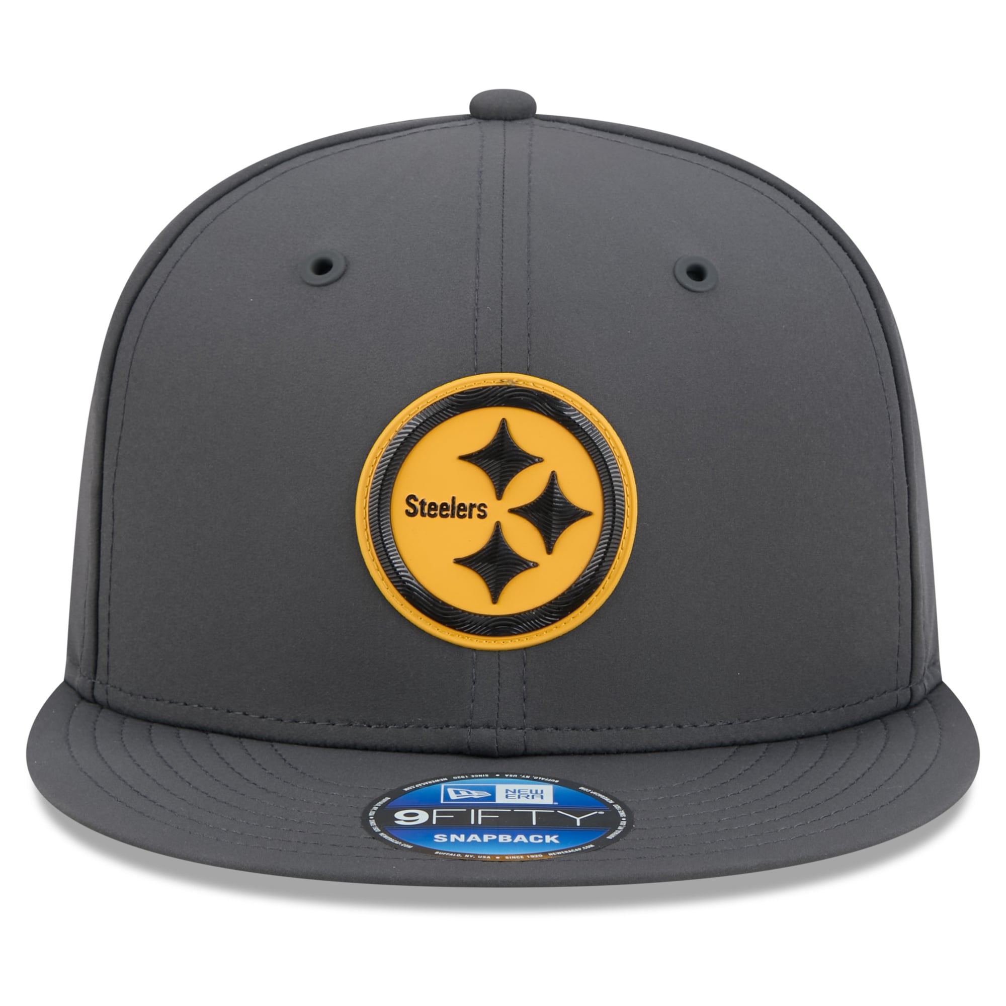 Casquette snapback New Era 9FIFTY pour homme, couleur anthracite, Pittsburgh Steelers 2026, idéale pour les temps froids.