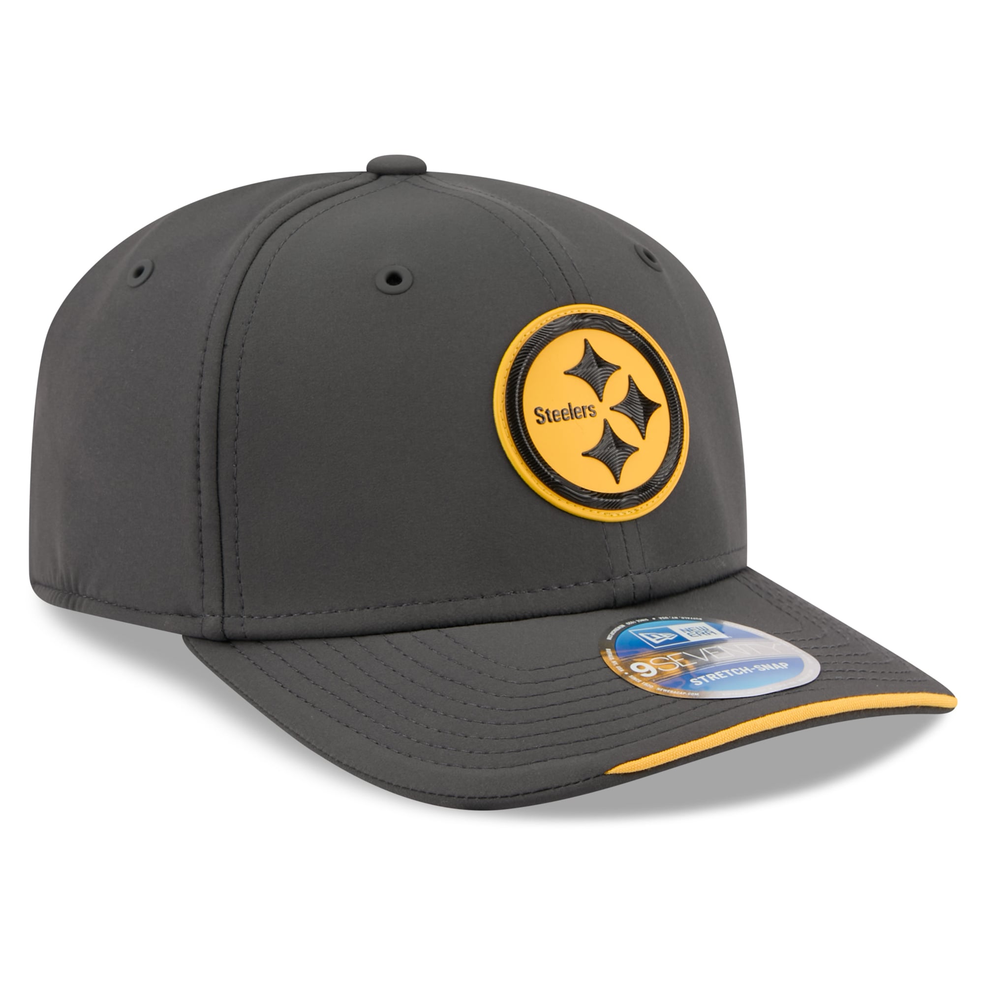 Casquette ajustable New Era anthracite Pittsburgh Steelers 2026 Sideline pour temps froid 9SEVENTY