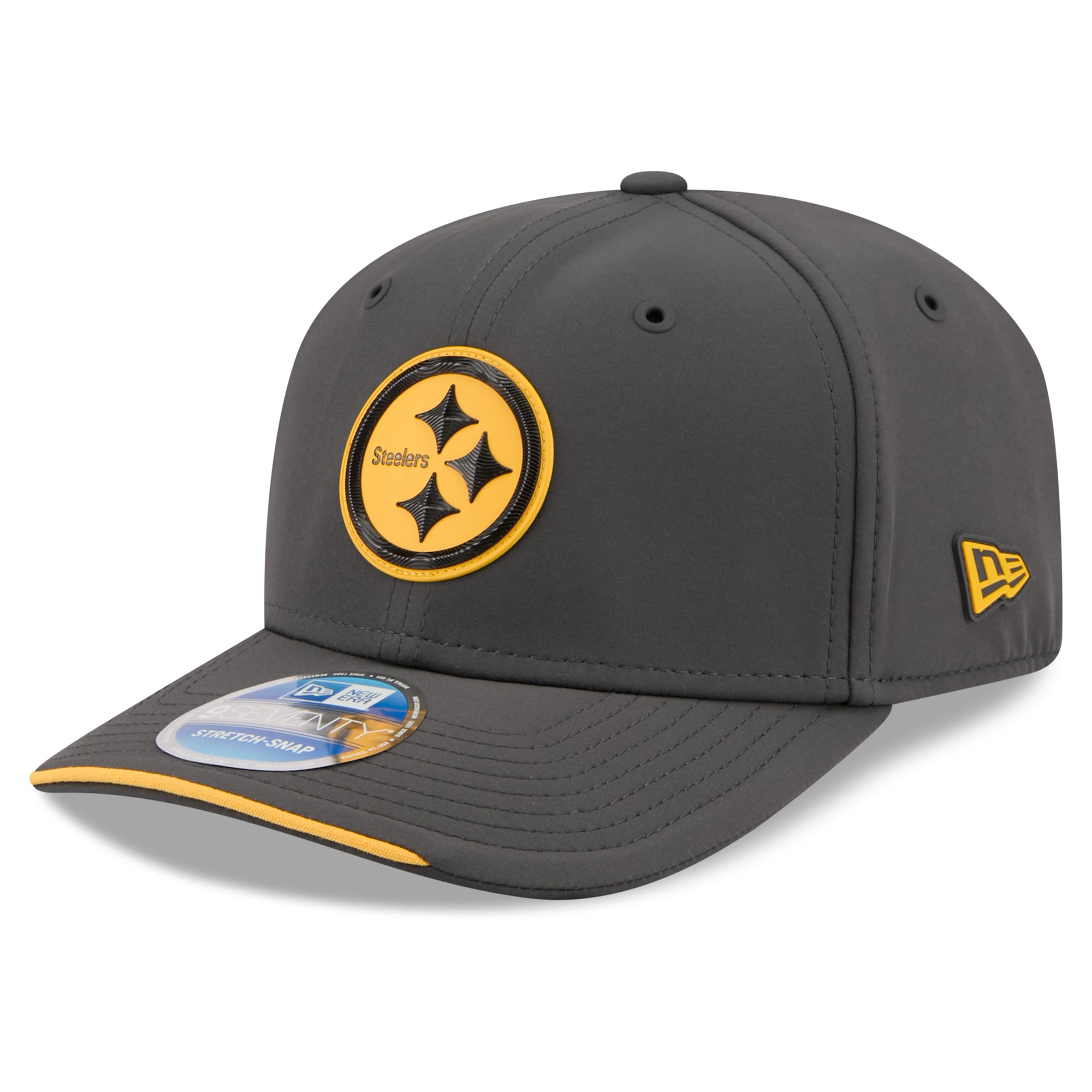 Casquette ajustable New Era anthracite Pittsburgh Steelers 2026 Sideline pour temps froid 9SEVENTY