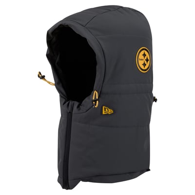 Pittsburgh Steelers New Era 2026 Sideline Cold Weather  Adjustable Quilted Hood - Charcoal