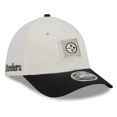  Pittsburgh Steelers New Era 2026 NFL Training Camp 39THIRTY M-Crown Flex Hat - Cream/Black