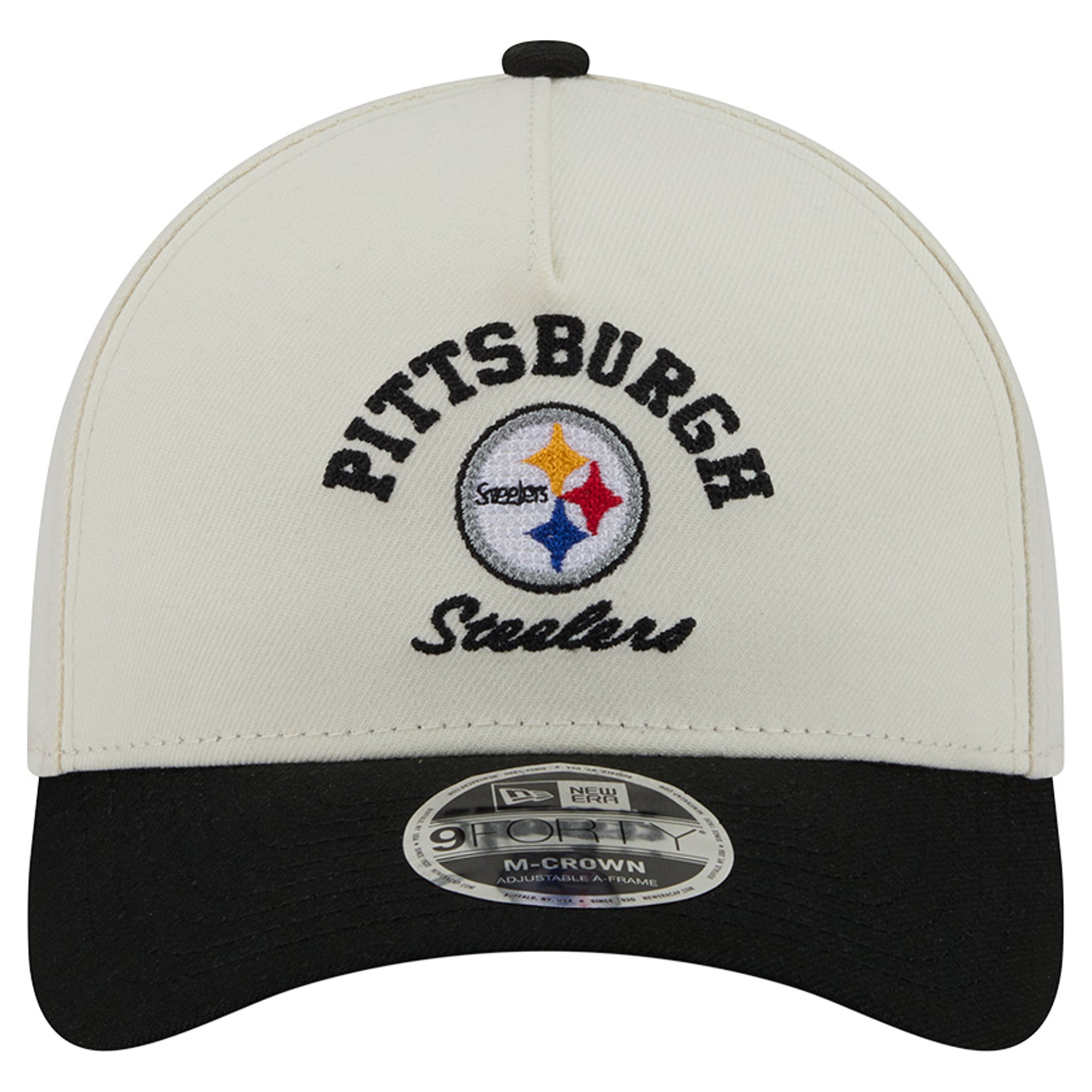 Casquette ajustable New Era crème/noire Pittsburgh Steelers Arch 9FORTY A-Frame M-Crown pour homme
