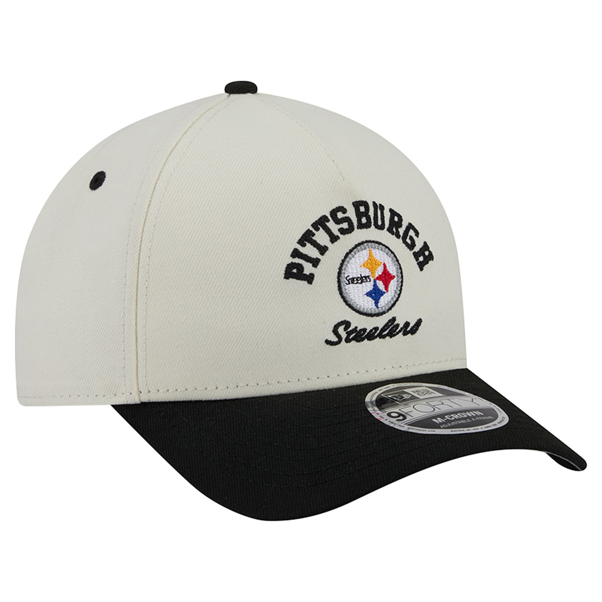Casquette ajustable New Era crème/noire Pittsburgh Steelers Arch 9FORTY A-Frame M-Crown pour homme