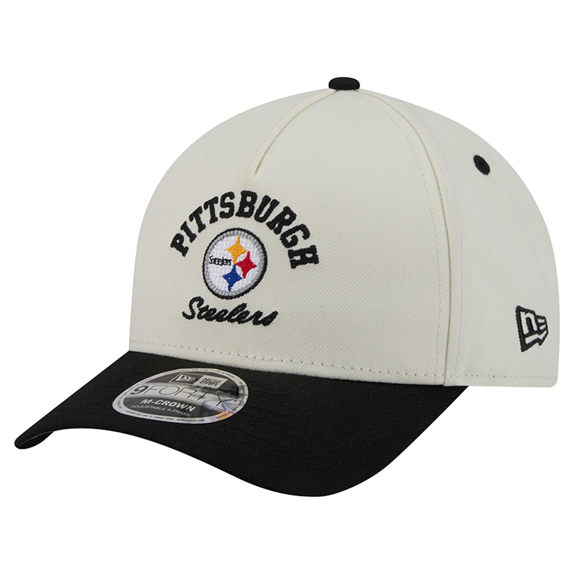 Casquette ajustable New Era crème/noire Pittsburgh Steelers Arch 9FORTY A-Frame M-Crown pour homme