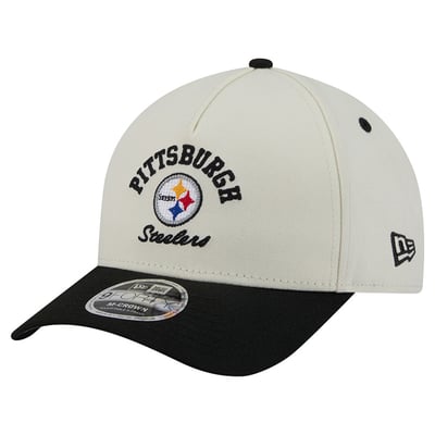 Pittsburgh Steelers New Era Arch 9FORTY A-Frame M-Crown Adjustable Hat - Cream/Black