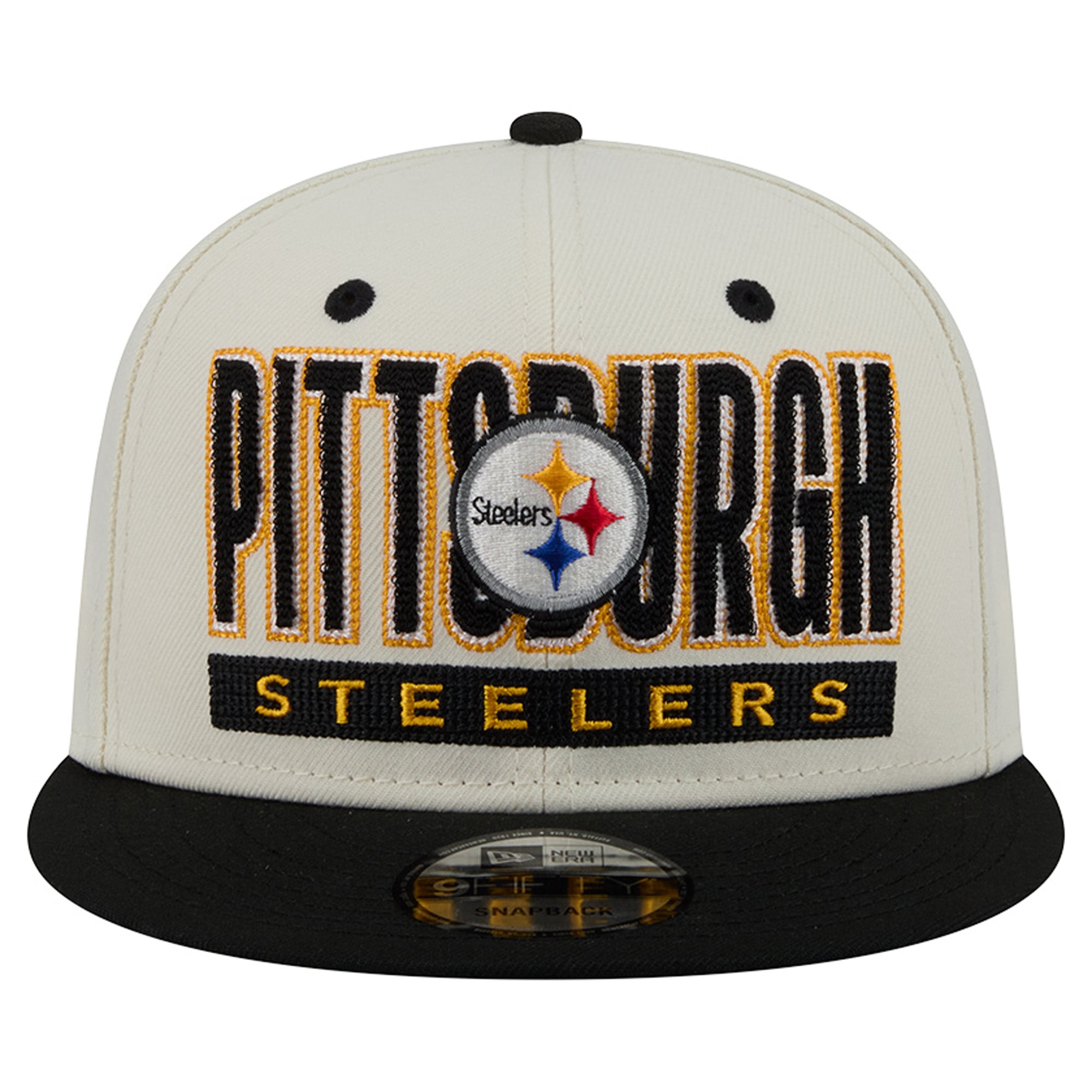 Men's New Era Cream/Black Pittsburgh Steelers Classic 9FIFTY Snapback Hat