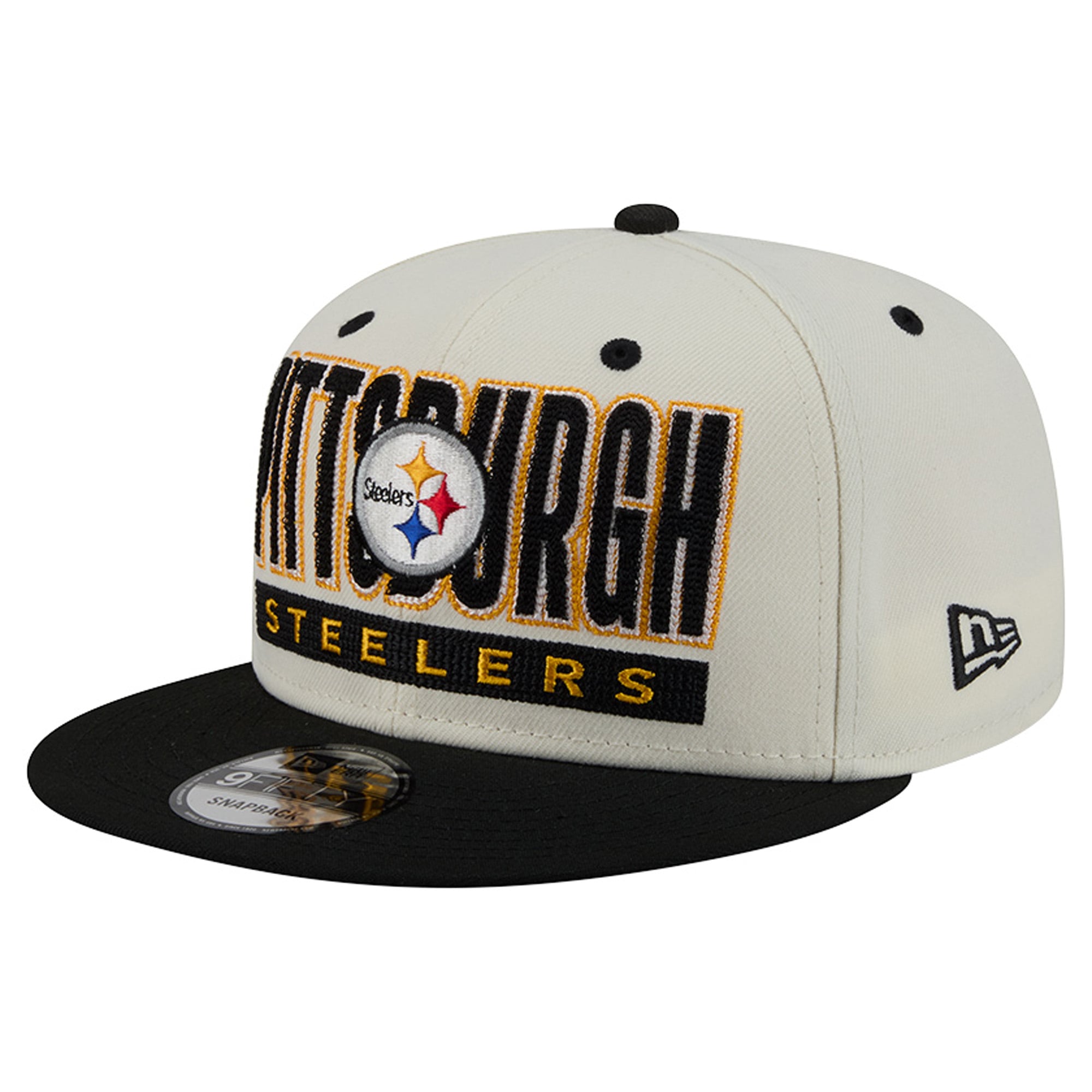 Men's New Era Cream/Black Pittsburgh Steelers Classic 9FIFTY Snapback Hat