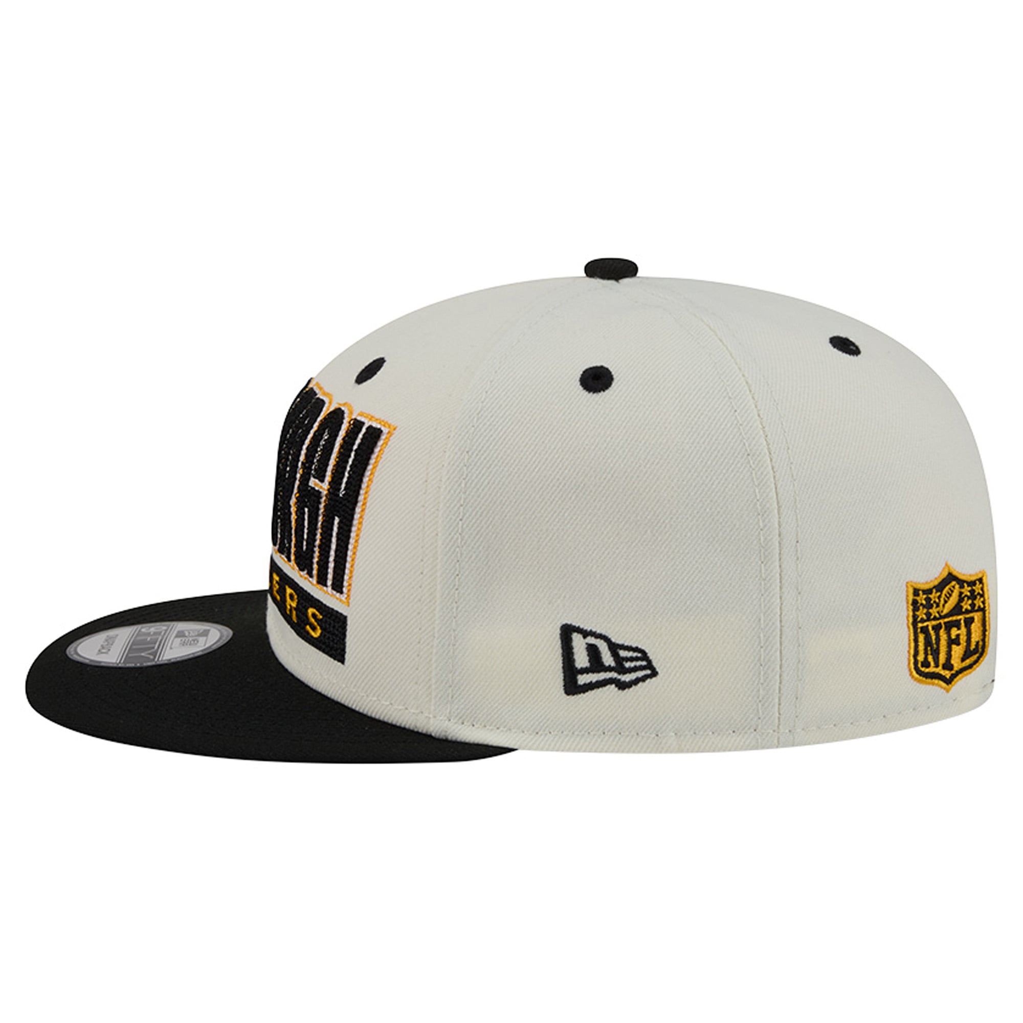 Men's New Era Cream/Black Pittsburgh Steelers Classic 9FIFTY Snapback Hat