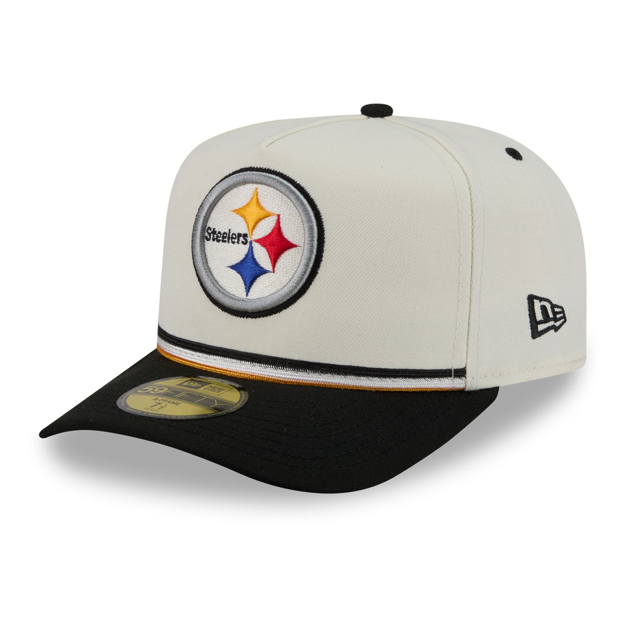 Casquette ajustée New Era crème/noire Pittsburgh Steelers Vintage A-Frame 59FIFTY pour homme