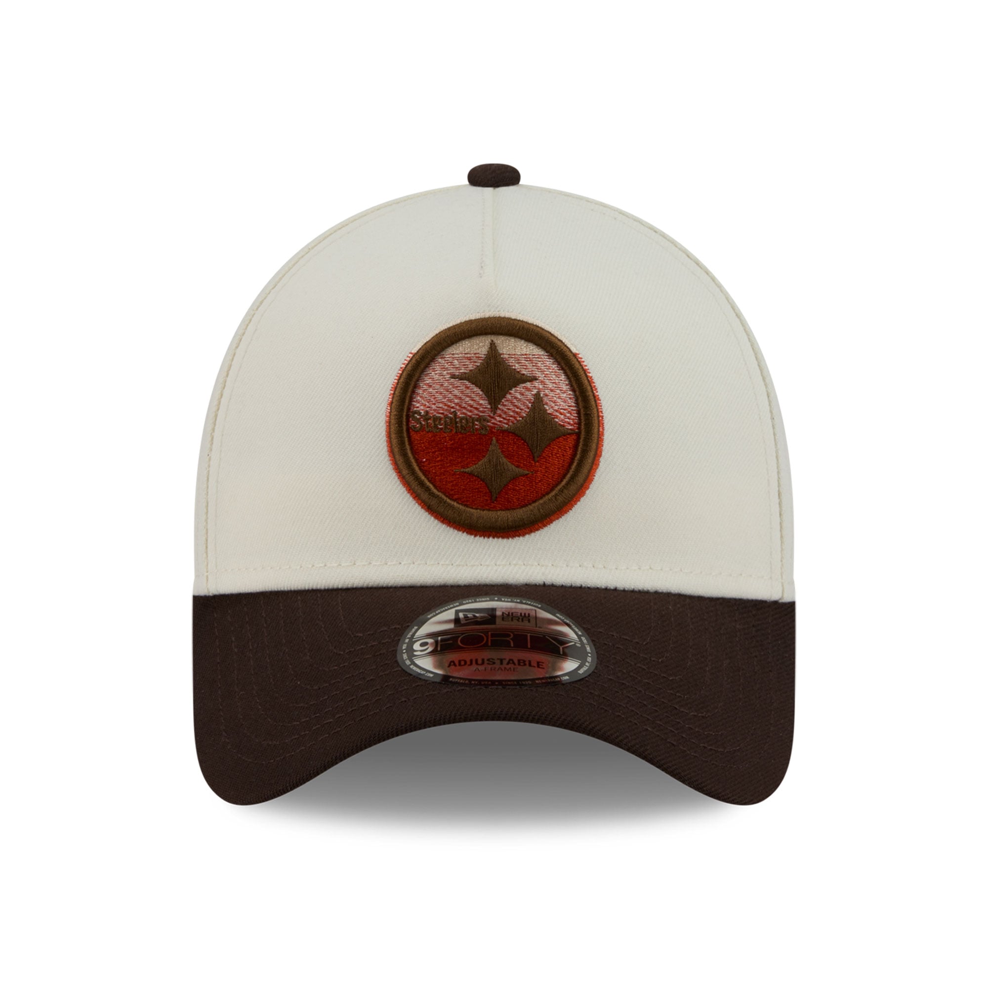 Men's New Era Cream/Brown Pittsburgh Steelers Pumpkin Spice A-Frame 9FORTY Adjustable Hat