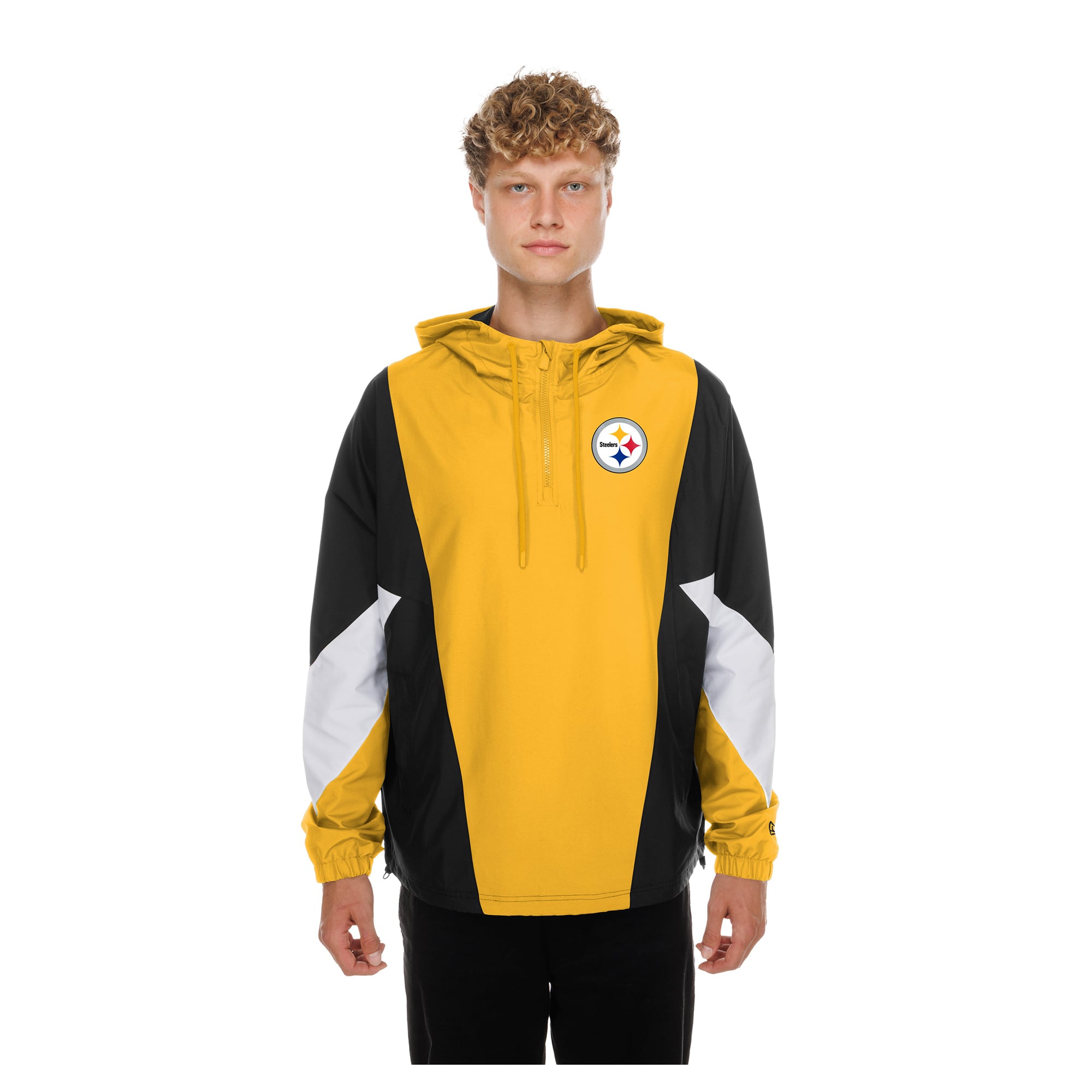 Men's New Era Gold Pittsburgh Steelers Quarter-Zip Windbreaker Jacket