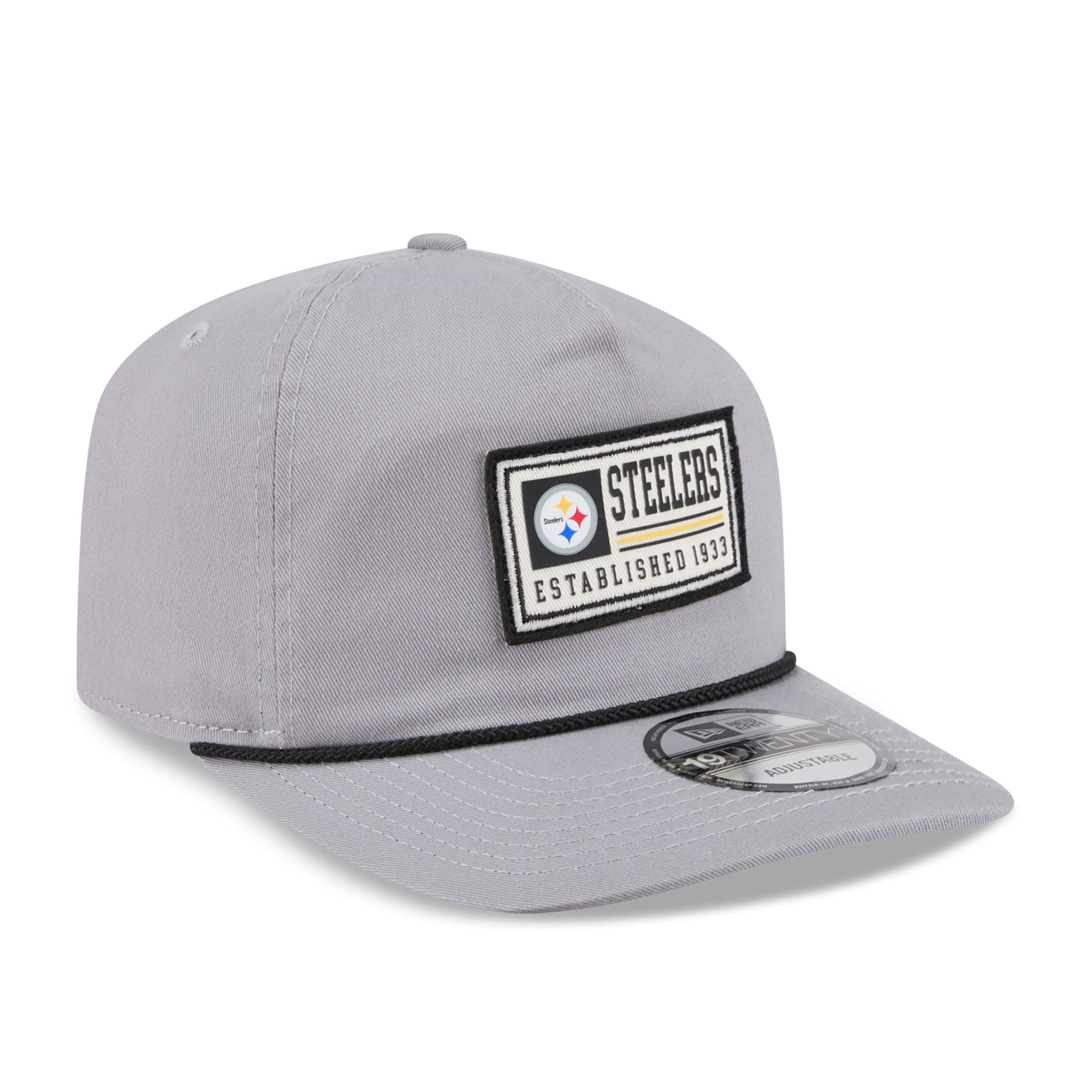 Casquette ajustable New Era grise Pittsburgh Steelers Patch 19TWENTY pour homme
