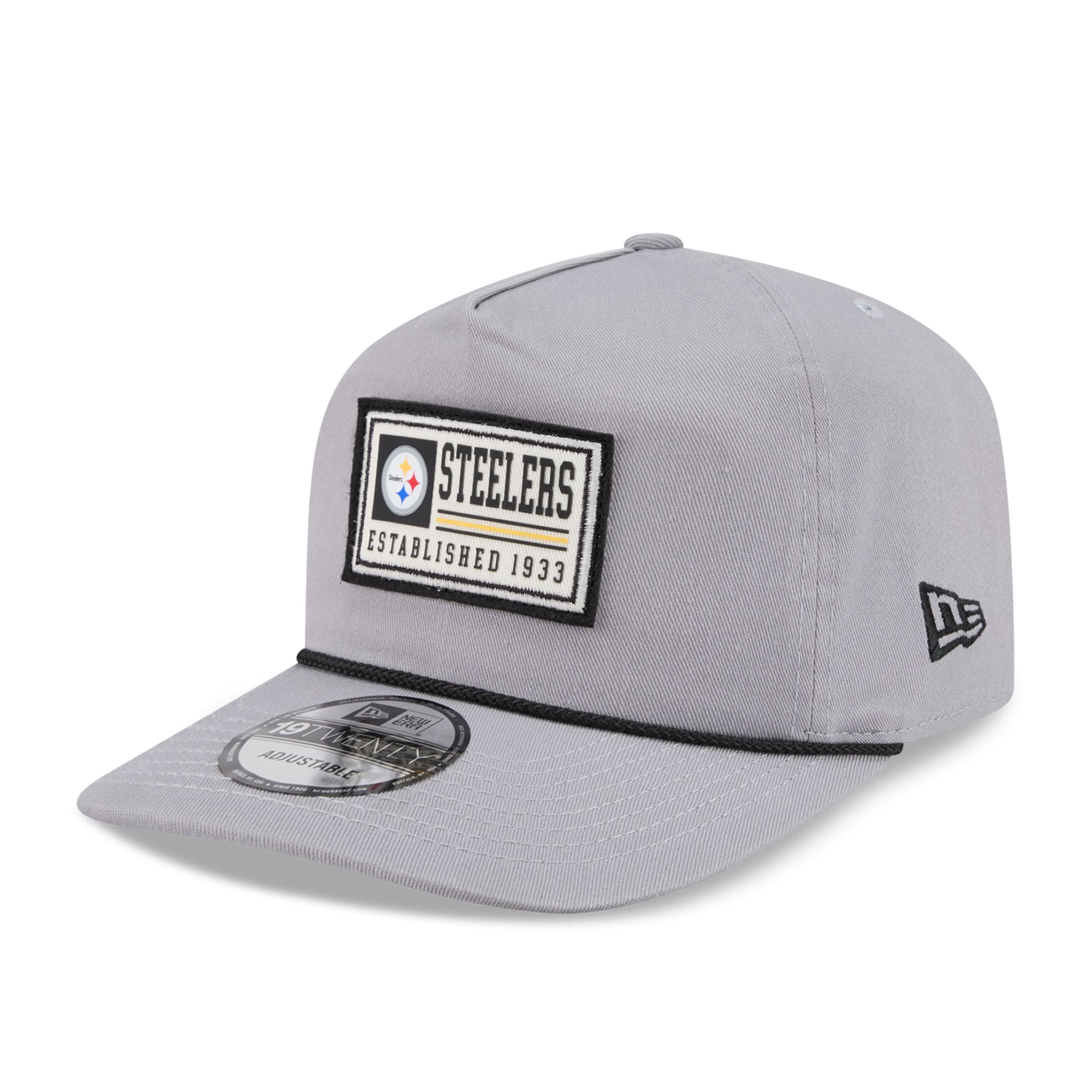 Casquette ajustable New Era grise Pittsburgh Steelers Patch 19TWENTY pour homme