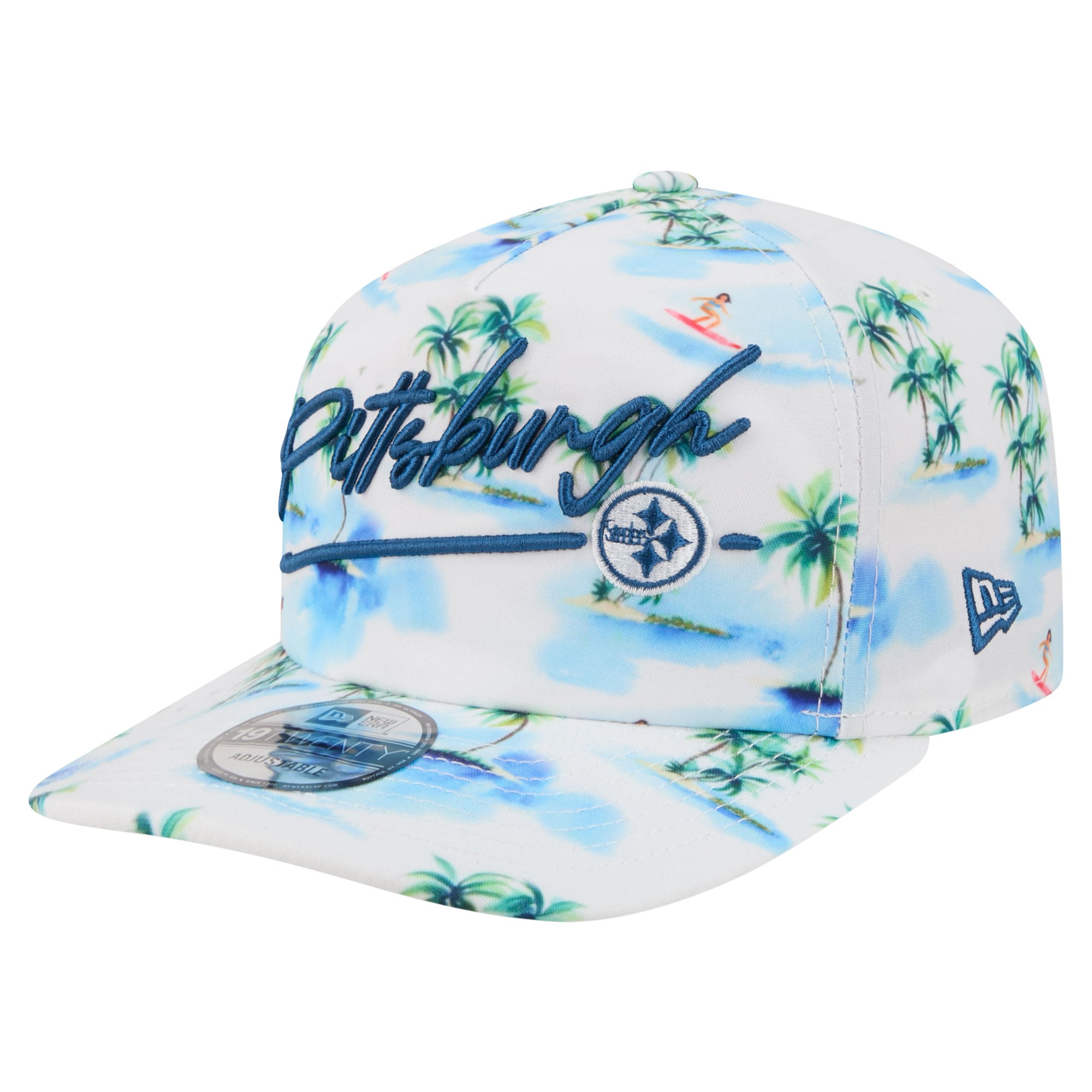 Casquette ajustable New Era blanche Pittsburgh Steelers Aloha 19TWENTY pour homme