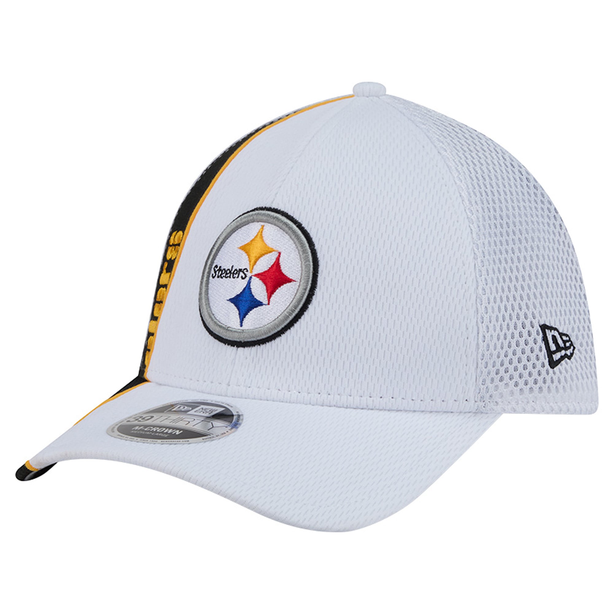 Casquette New Era blanche et noire Pittsburgh Steelers Dash 39THIRTY M-Crown Flex pour homme