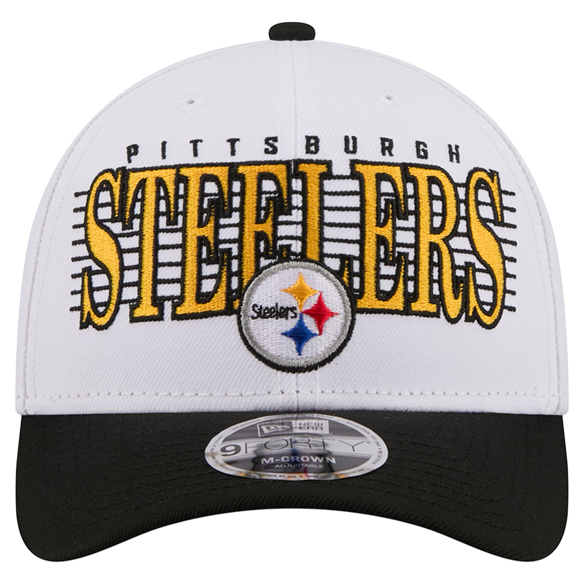 Casquette ajustable New Era blanche et noire Pittsburgh Steelers Loyal 9FORTY M-Crown pour homme